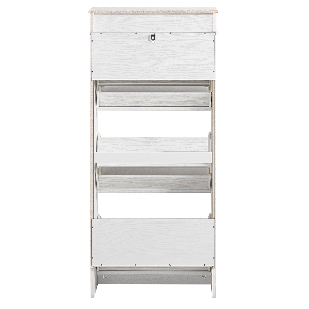 SoBuy FSR94-WG Pladsbesparende, slankt skoskab til entré og gang med 3 foldedøre Skoskab Moderne skoskab til entré, gang eller soveværelse 53x24x118cm Hvid, ældet træeffekt