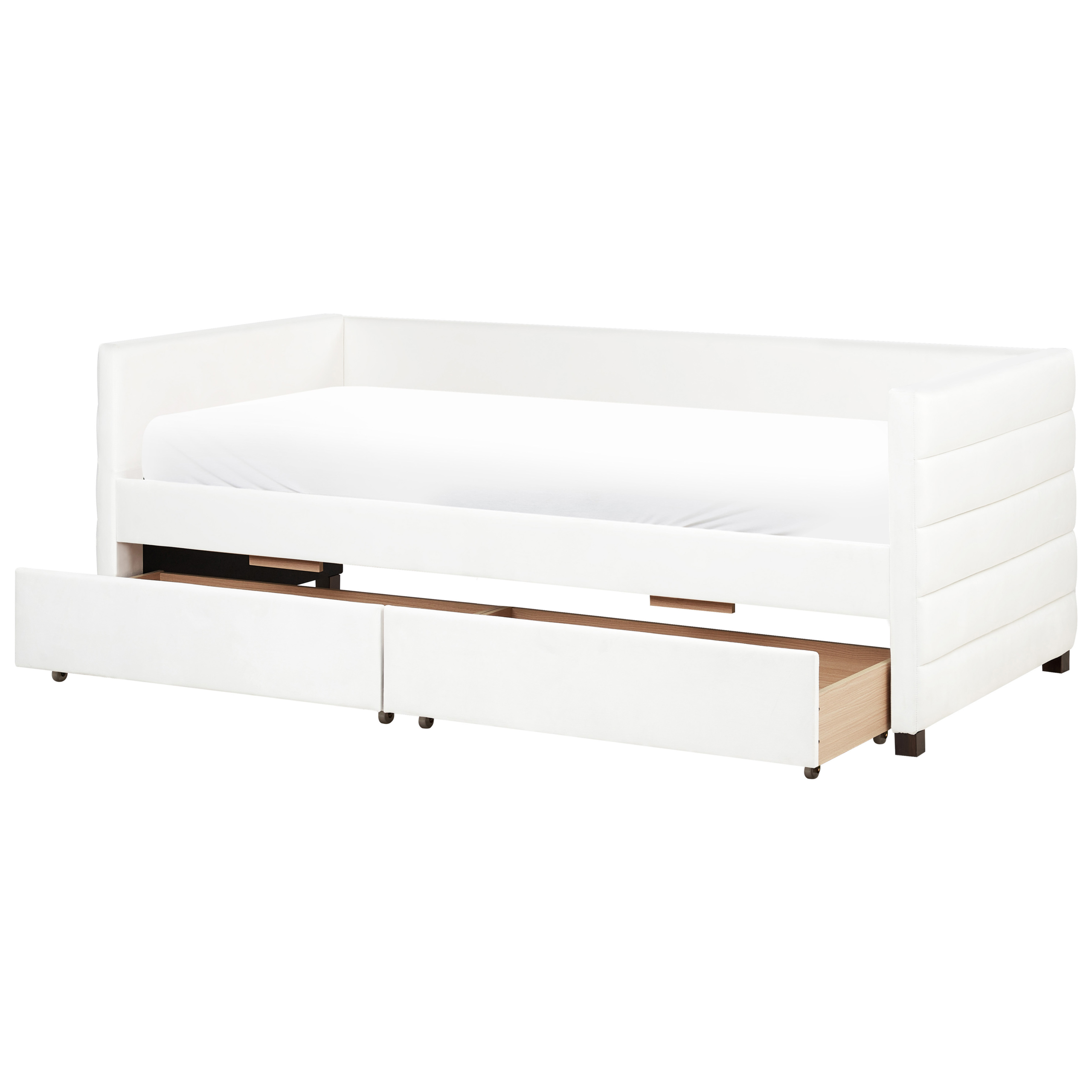 Daybed med opbevaring MARRAY Velour Cremehvid 90 x 200 cm