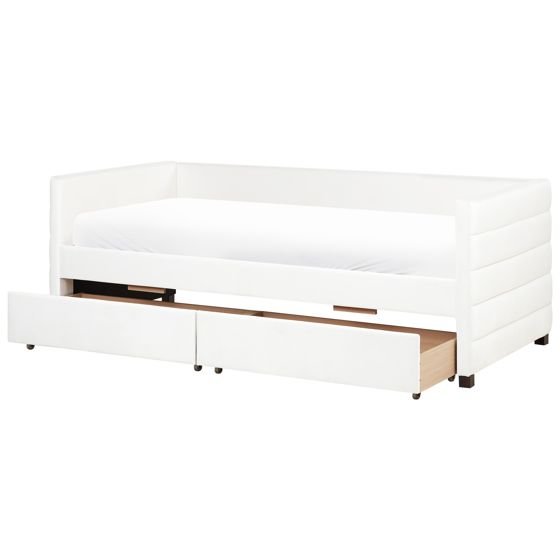 Daybed med opbevaring MARRAY Velour Cremehvid 90 x 200 cm