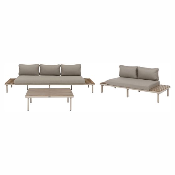 Loungesæt med bord 5 personers FIVIZZANO Akacietræ Beige