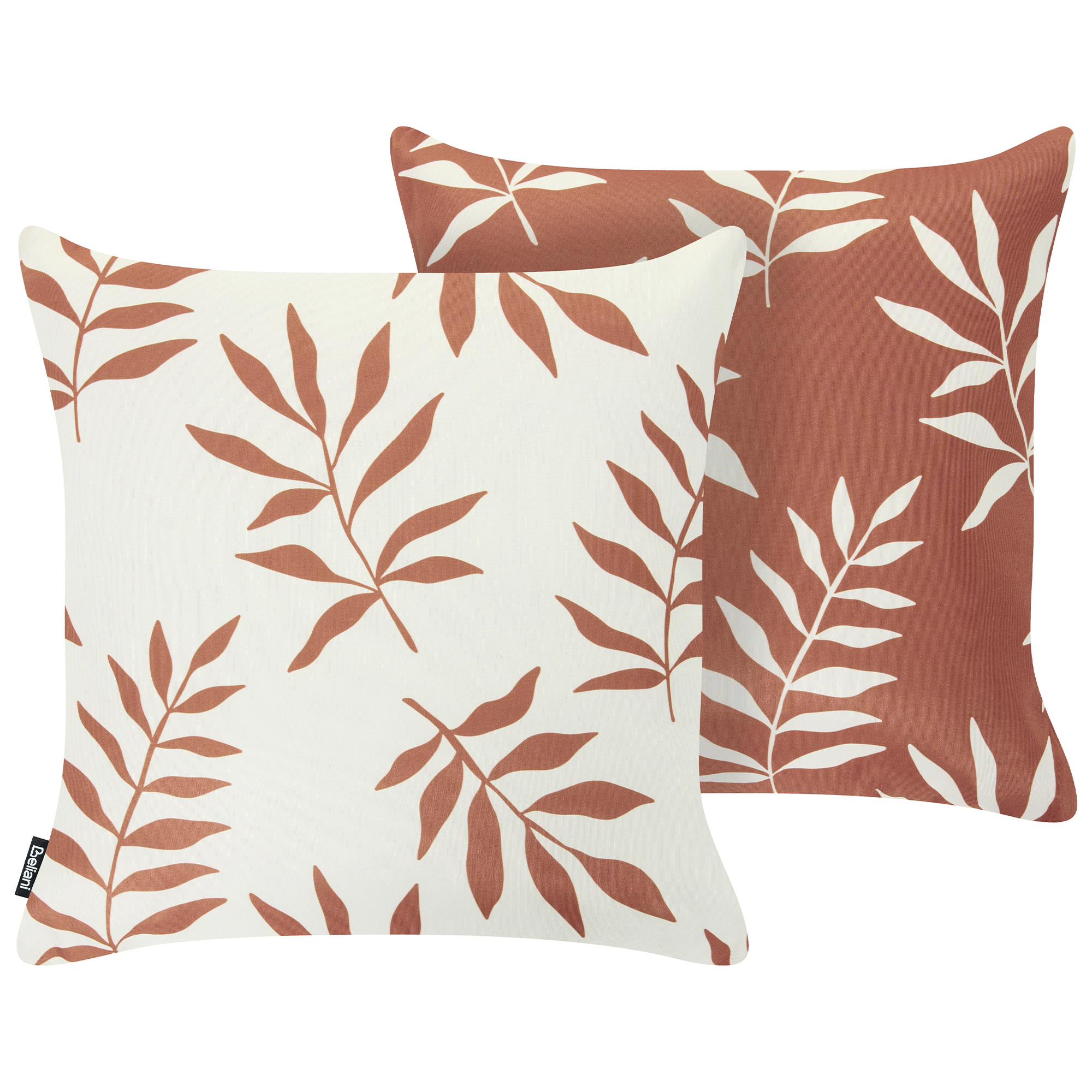 Sæt af 2 havehynder CLOVERLEAF Plante mønster 45 x 45 cm Rød/Hvid