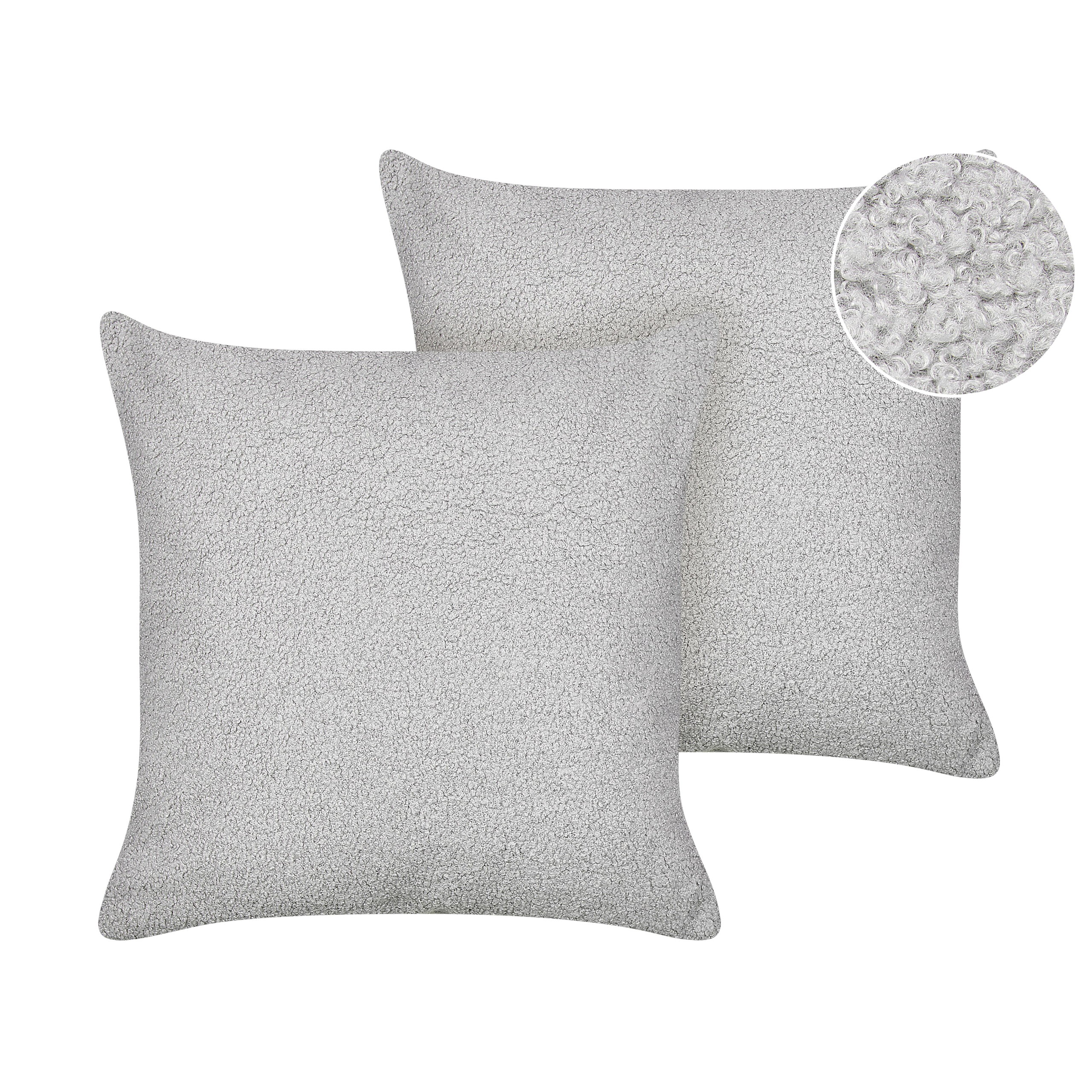 Sæt af 2 pyntepuder LEUZEA 45 x 45 cm Boucle Grå Ensfarvet