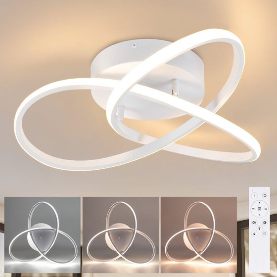 NETTLIFE LED loftlampe Hvid, dæmpbar, 40 cm, moderne Med fjernbetjening, geometrisk, designlampe, 33 W