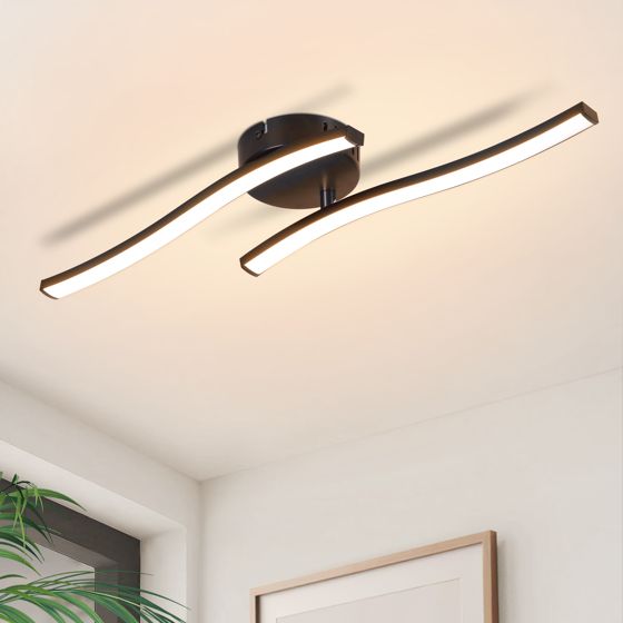 NETTLIFE LED loftlampe til stue, loftlampe til soveværelse, moderne sort, 12 W, 3000 K, til indendørs brug, varm hvid