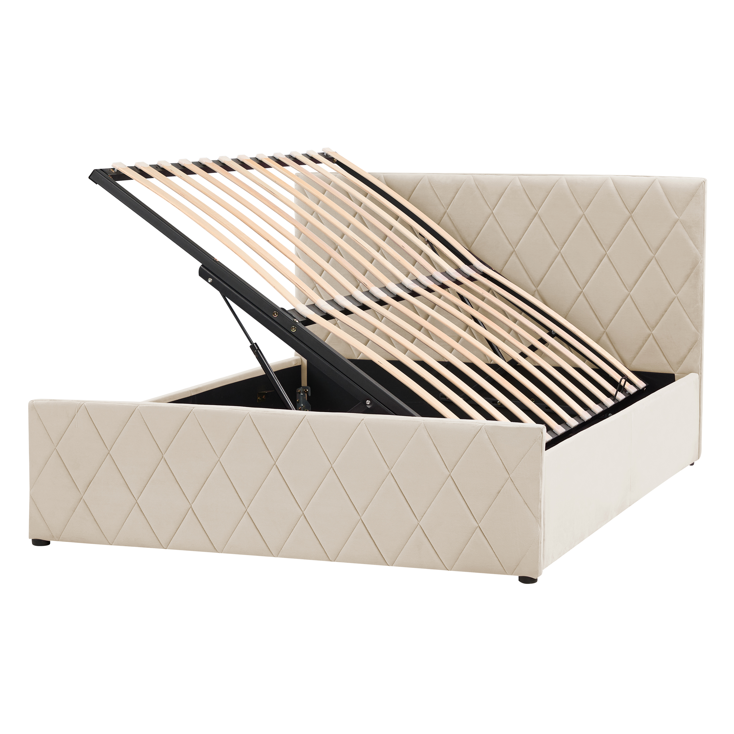 Seng med opbevaring ROCHEFORT Velour Beige 180 x 200 cm