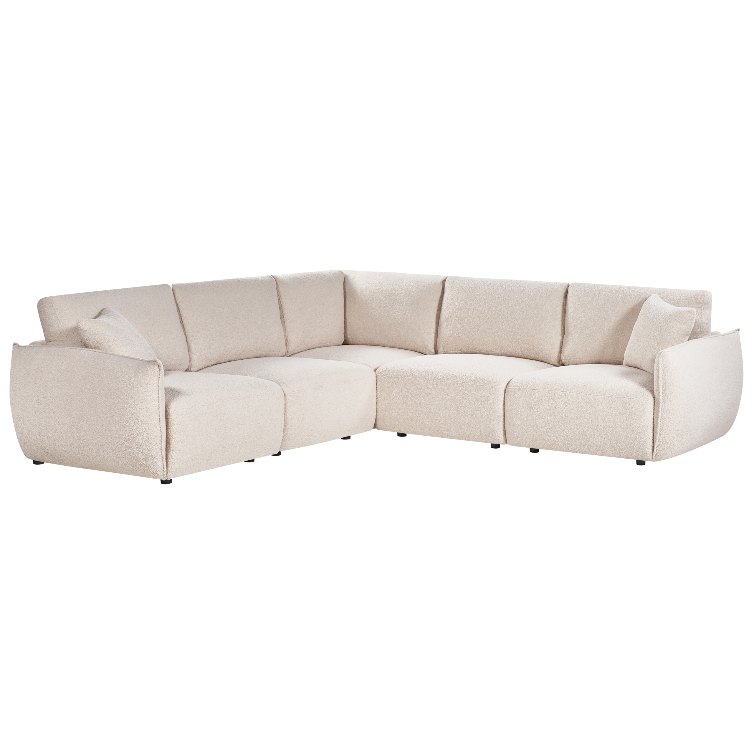 Hjørnesofa modul 5 personers MESNALI Boucle Cremehvid Venstrevendt