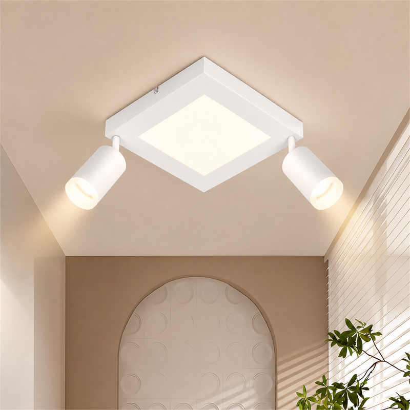 NETTLIFE Firkantet loftspotlight GU10 3000k Varm Hvid 20W Soveværelseslampe 350° Justerbar Varm Hvid