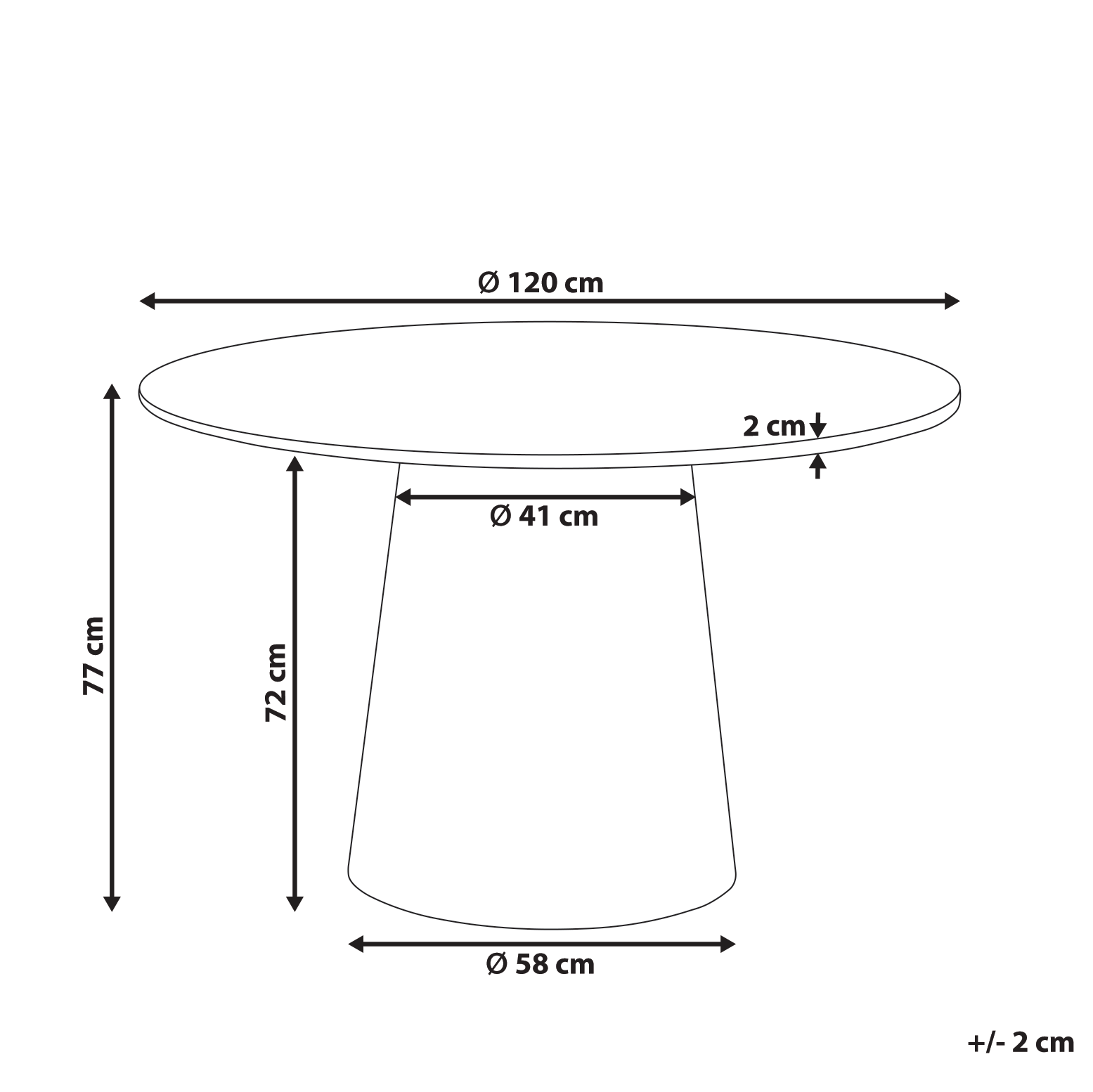 Spisebord OYEN Sort 120 cm 120 cm