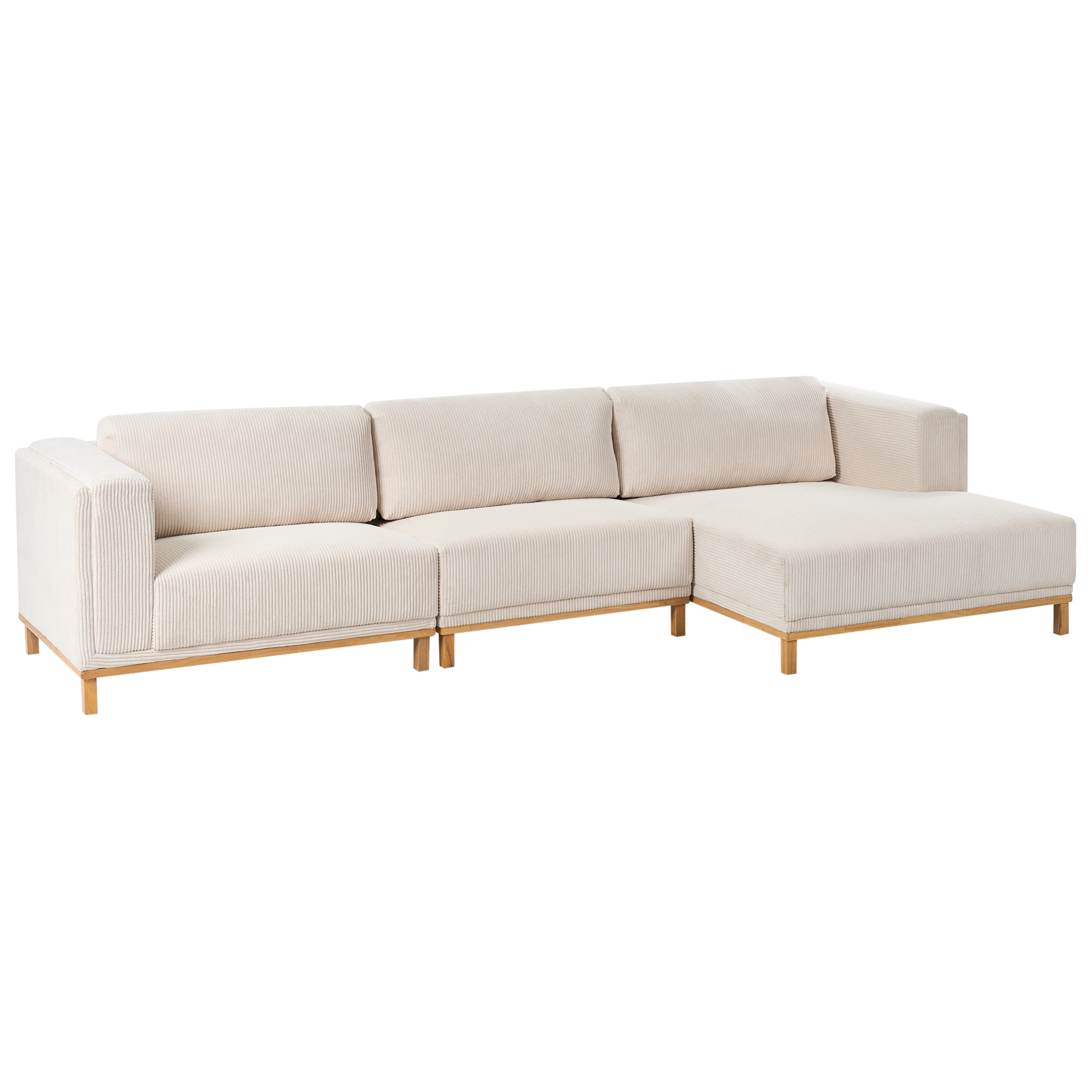 Hjørnesofa 5 personers VENG Fløjl Lys Beige Venstrevendt