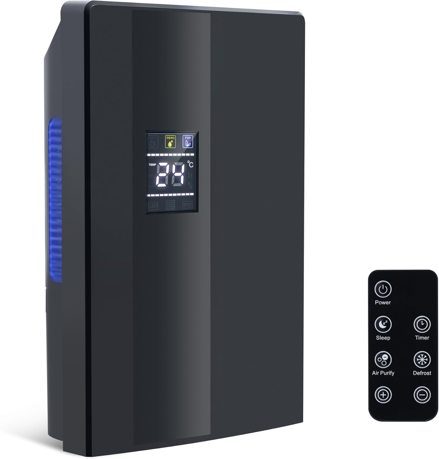 NETTLIFE Affugter 2000 ml med fjernbetjening, 24 timer, UV-rensning og nattilstand