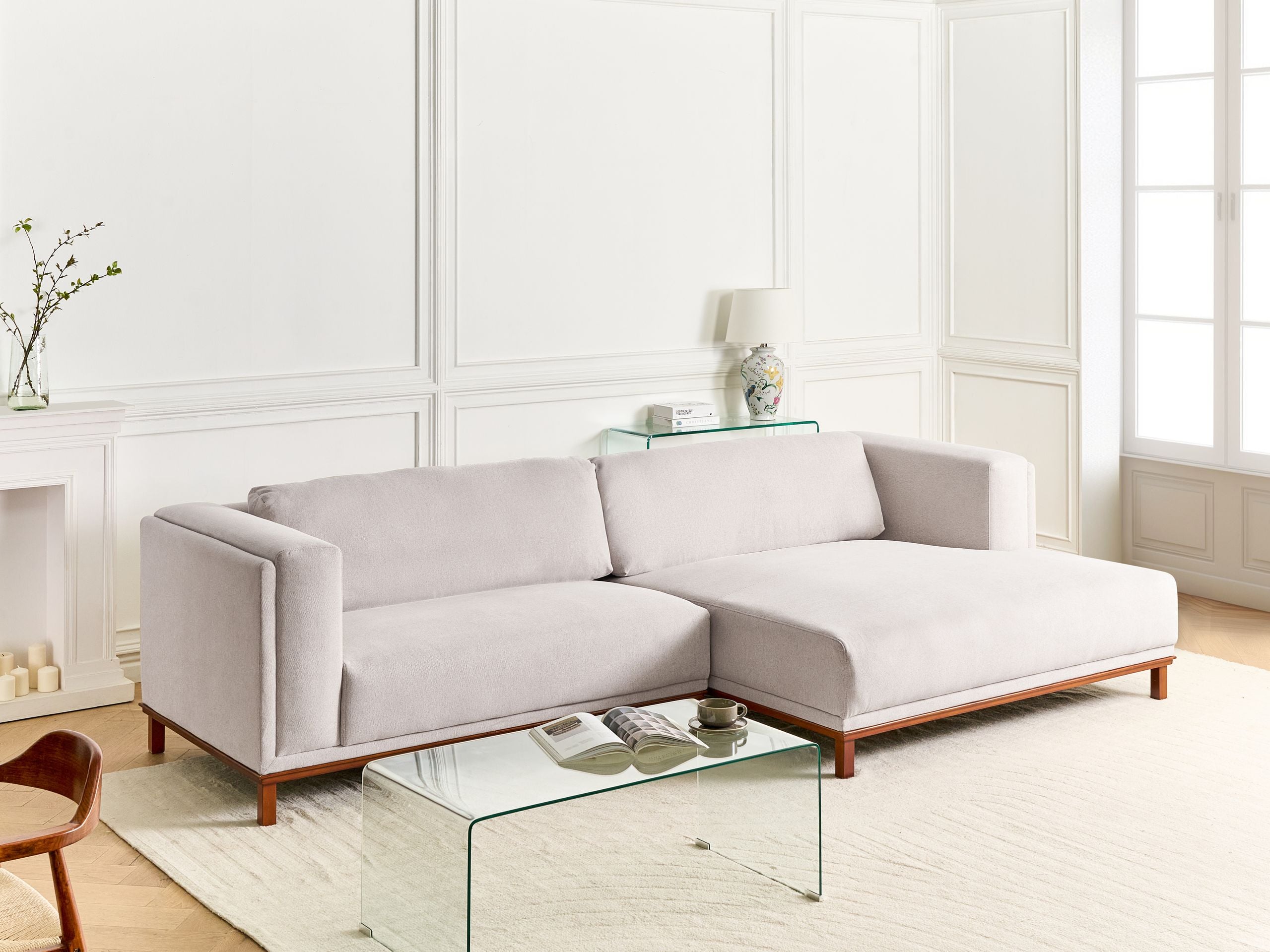 Hjørnesofa 4 personers VENG Lys Beige Venstrevendt