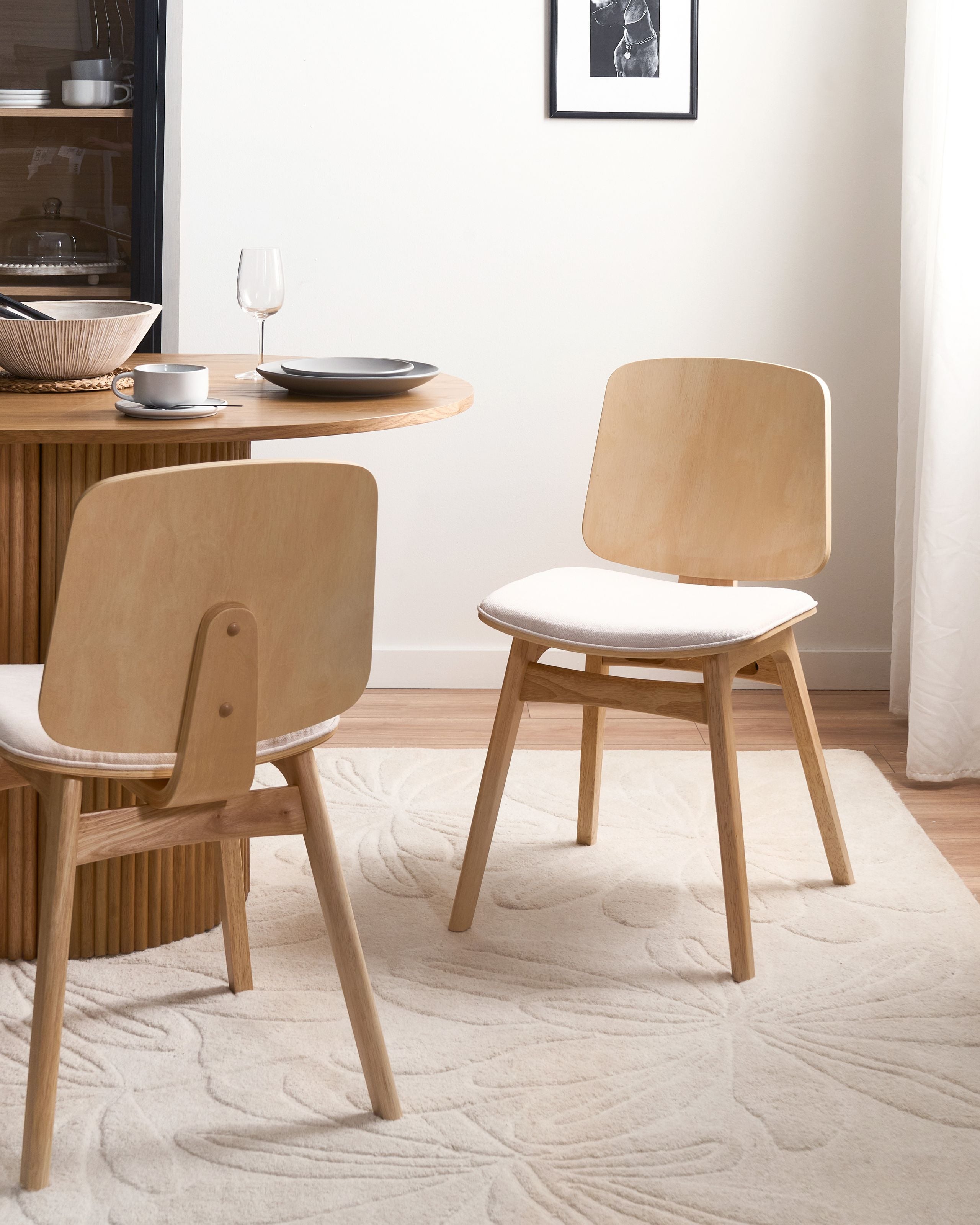 Sæt med 2 spisebordsstole CHARLESTON Træ Lysebrun/lys beige