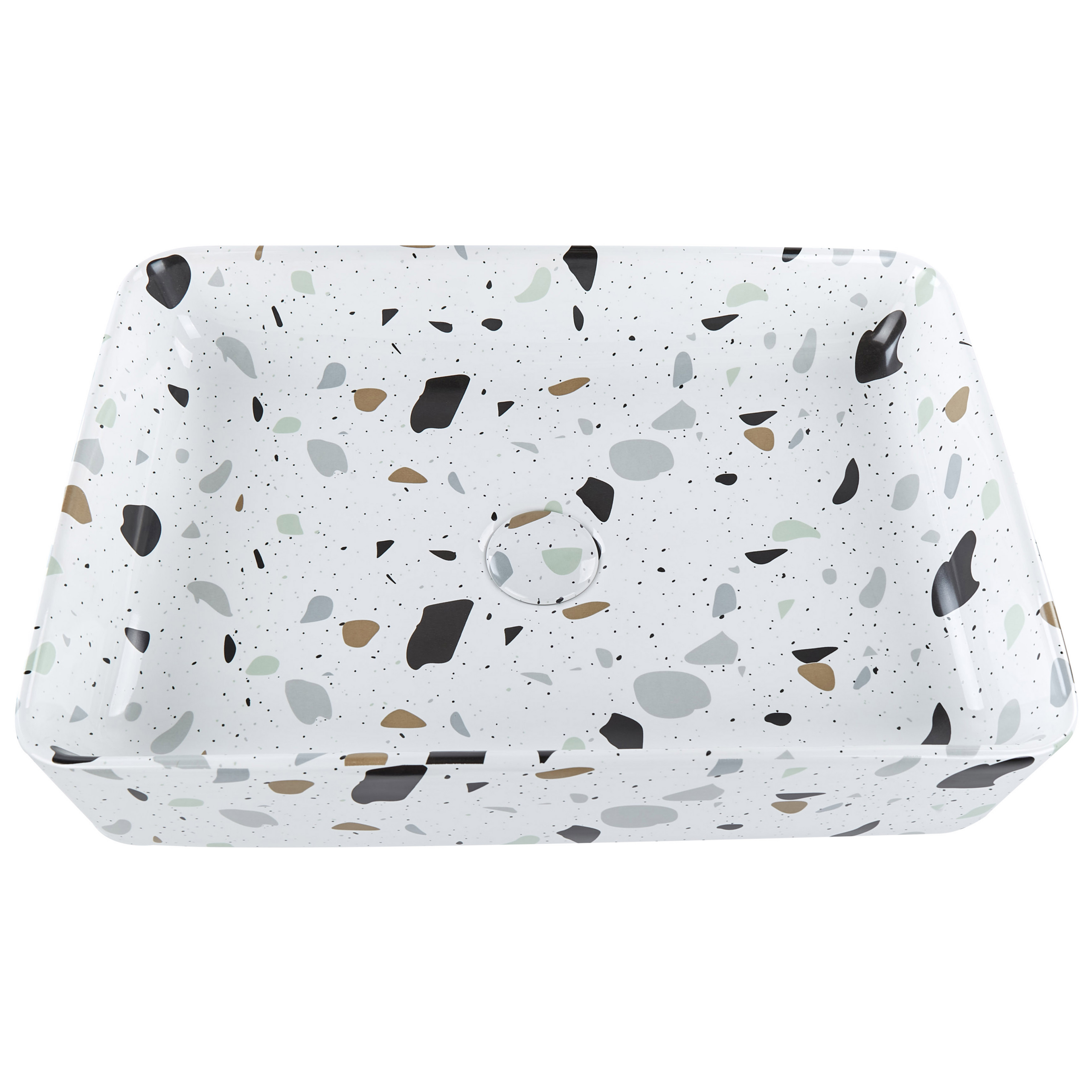 Vask til bordplade NULES 51 x 34 cm Keramik Terrazzo effekt Hvid