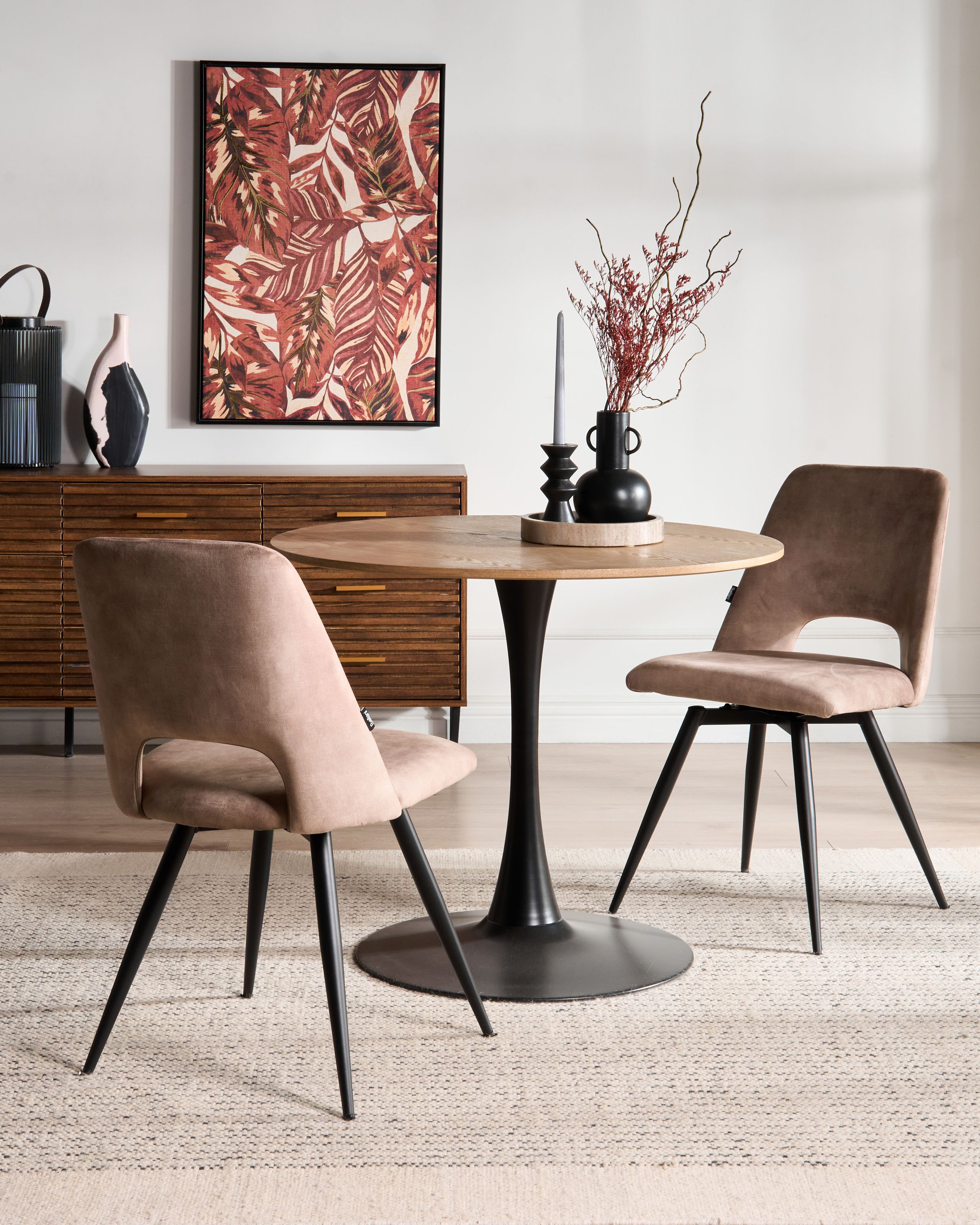 Sæt med 2 spisebordsstole HALLETT Velour Beige