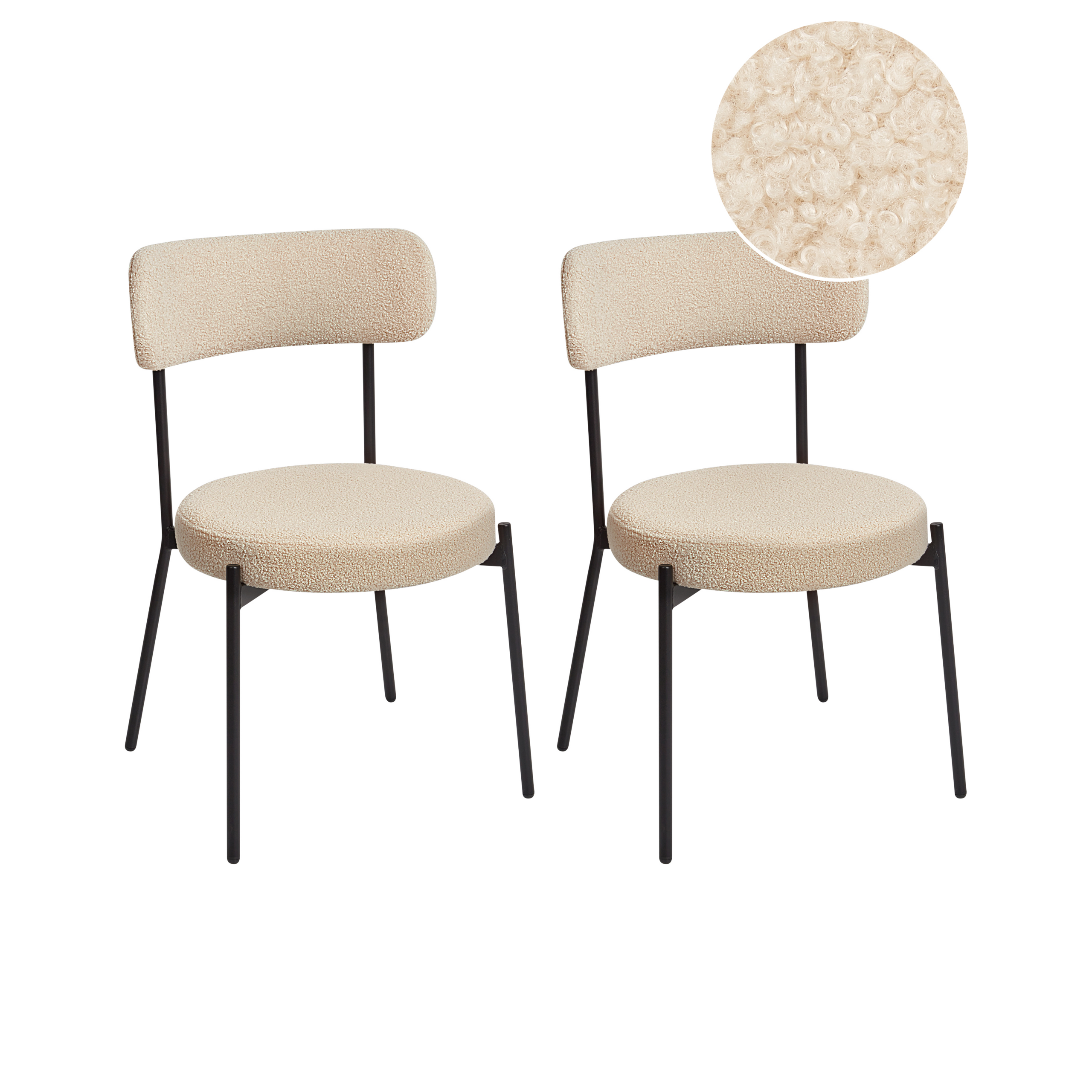 Sæt med 2 spisebordsstole ALLISON Boucle Lys Beige