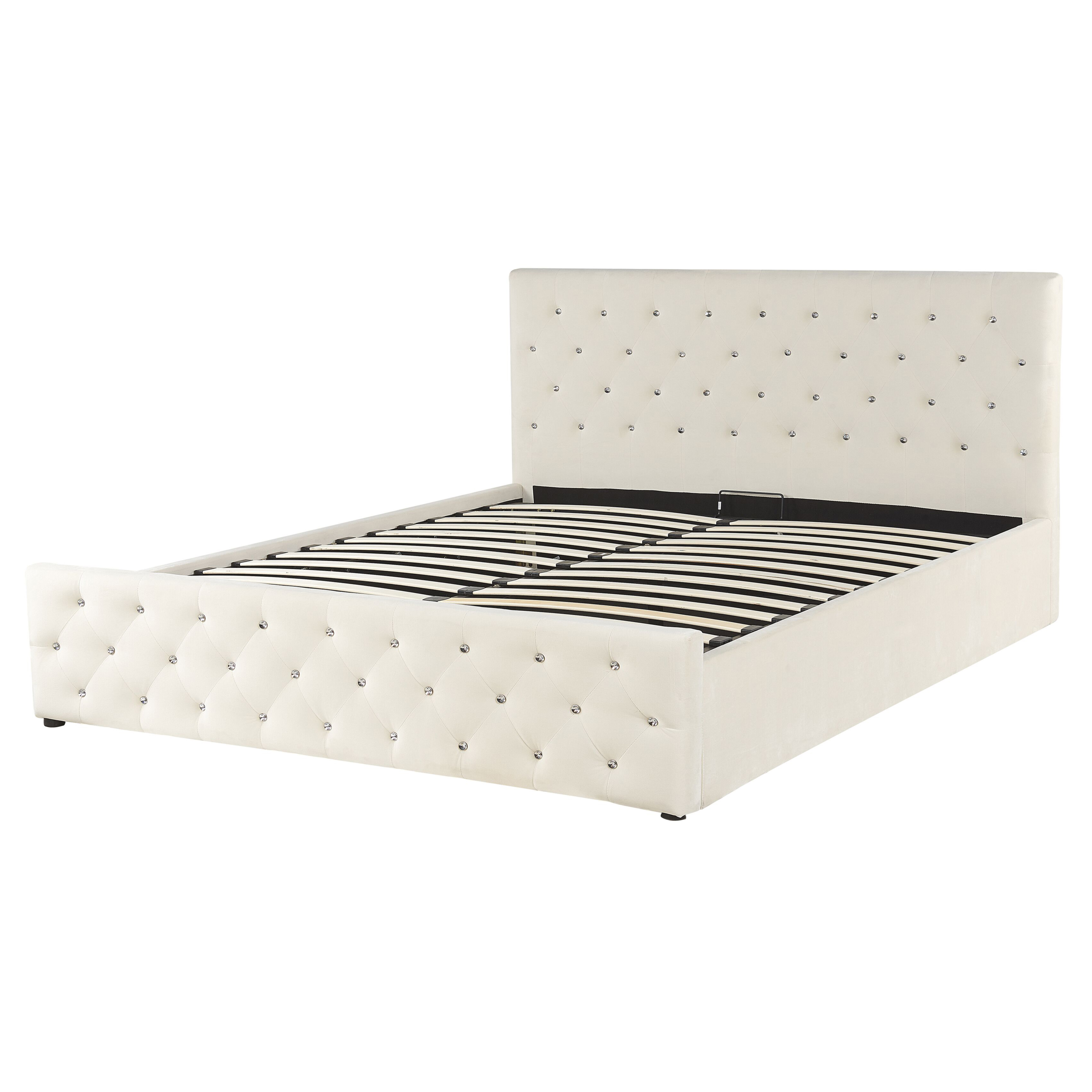 Seng med opbevaring AMIENS Velour Lys Beige 160 x 200 cm
