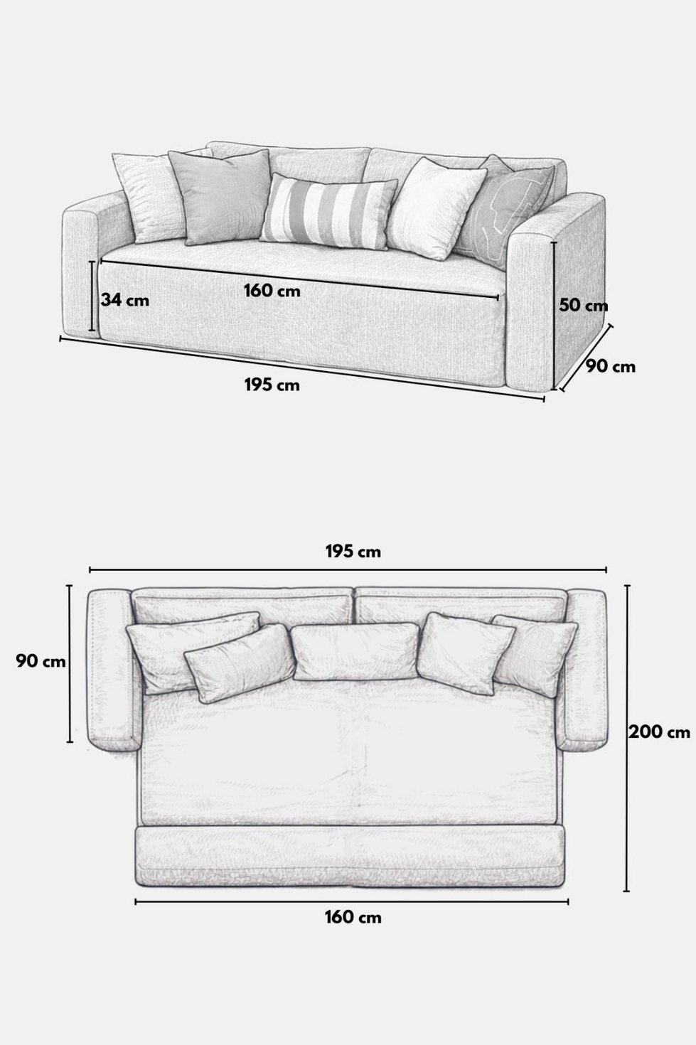 Norda Design 2-personers sovesofa Wello Double 70 x 160 x 35 cm