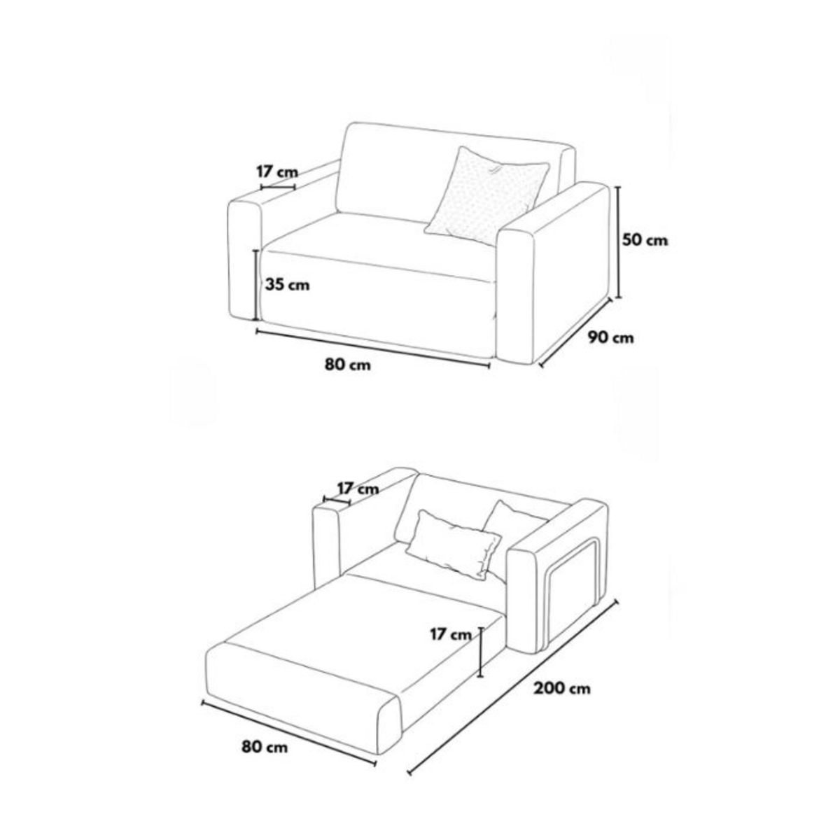 Norda Design 1-personers sovesofa Wello Single 70 x 80 x 35 cm
