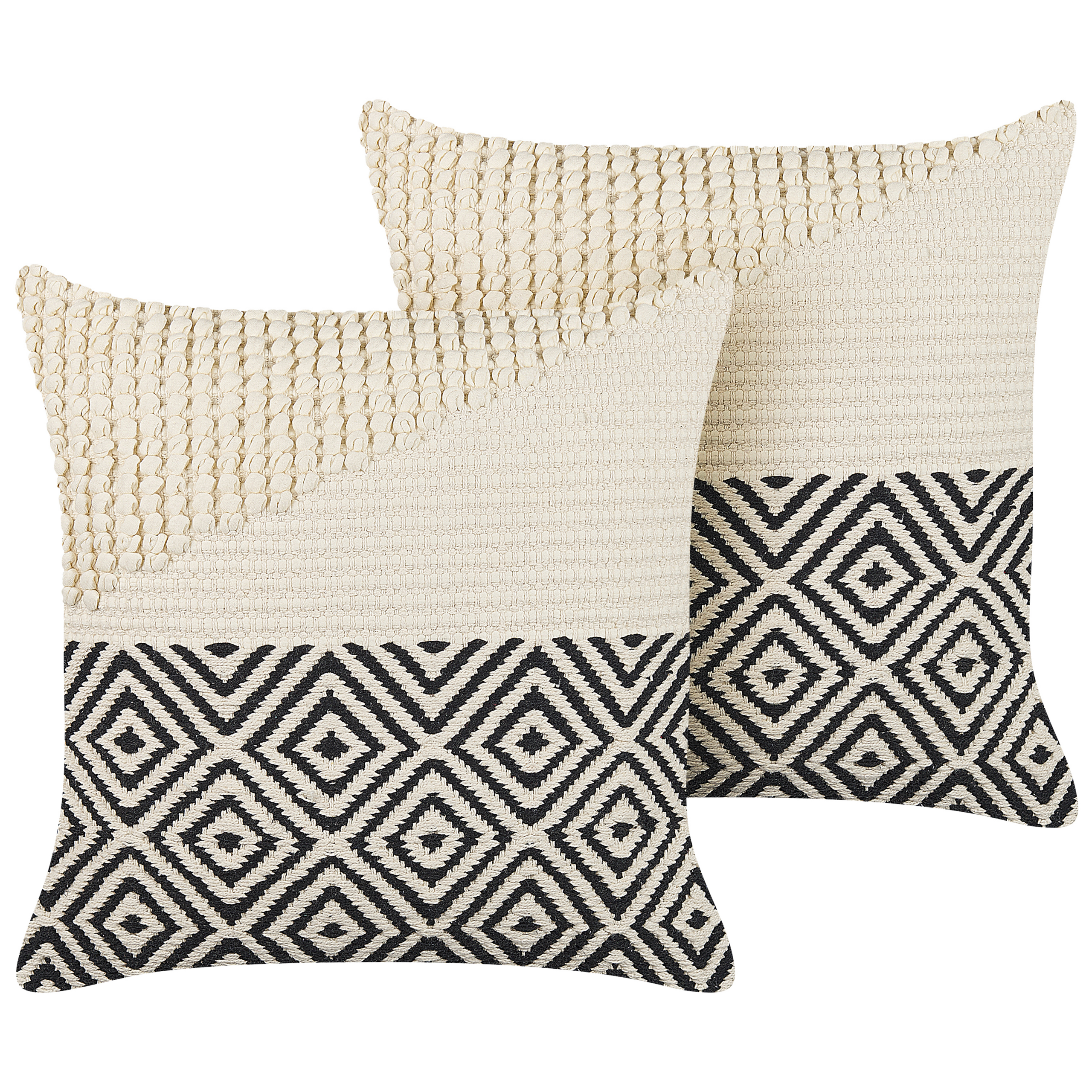 Sæt af 2 pyntepuder CALANTHE 45 x 45 cm Bomuld Beige Geometrisk mønster