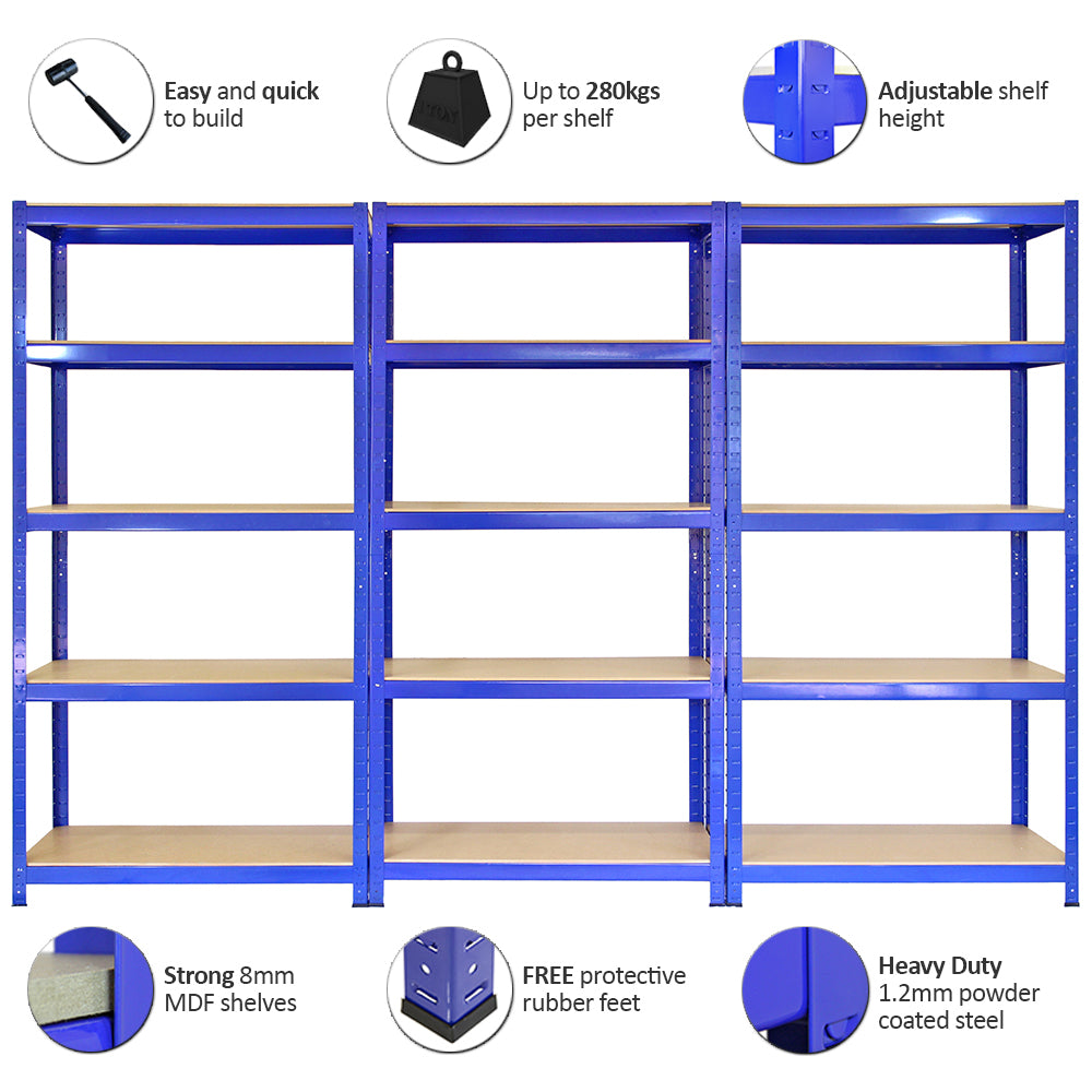 Monster Racking T-Rax metalopbevaringshylder, blå, 90 cm brede, 45 cm dybe
