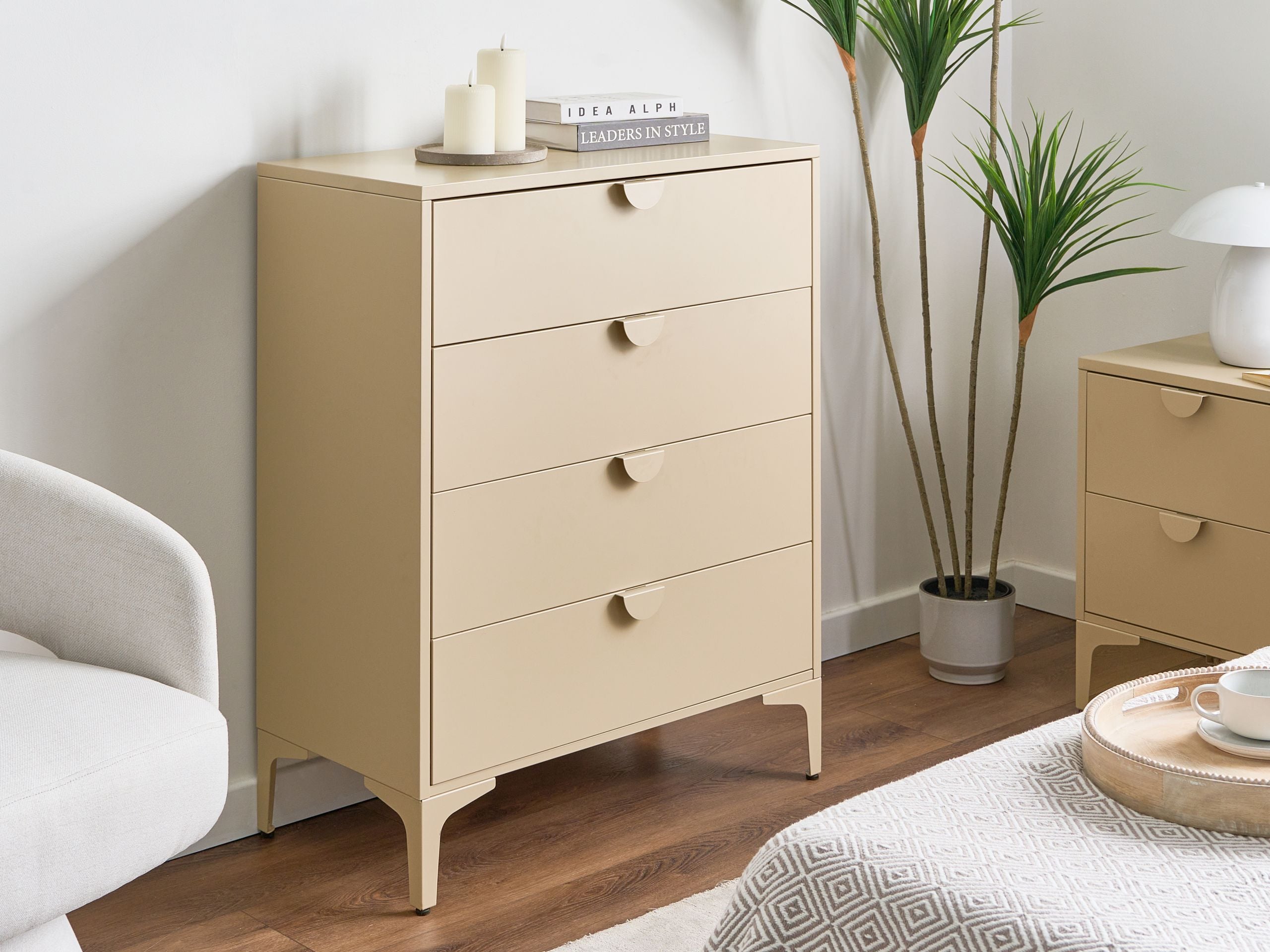 4 skuffers kommode ARDURA Metal Beige
