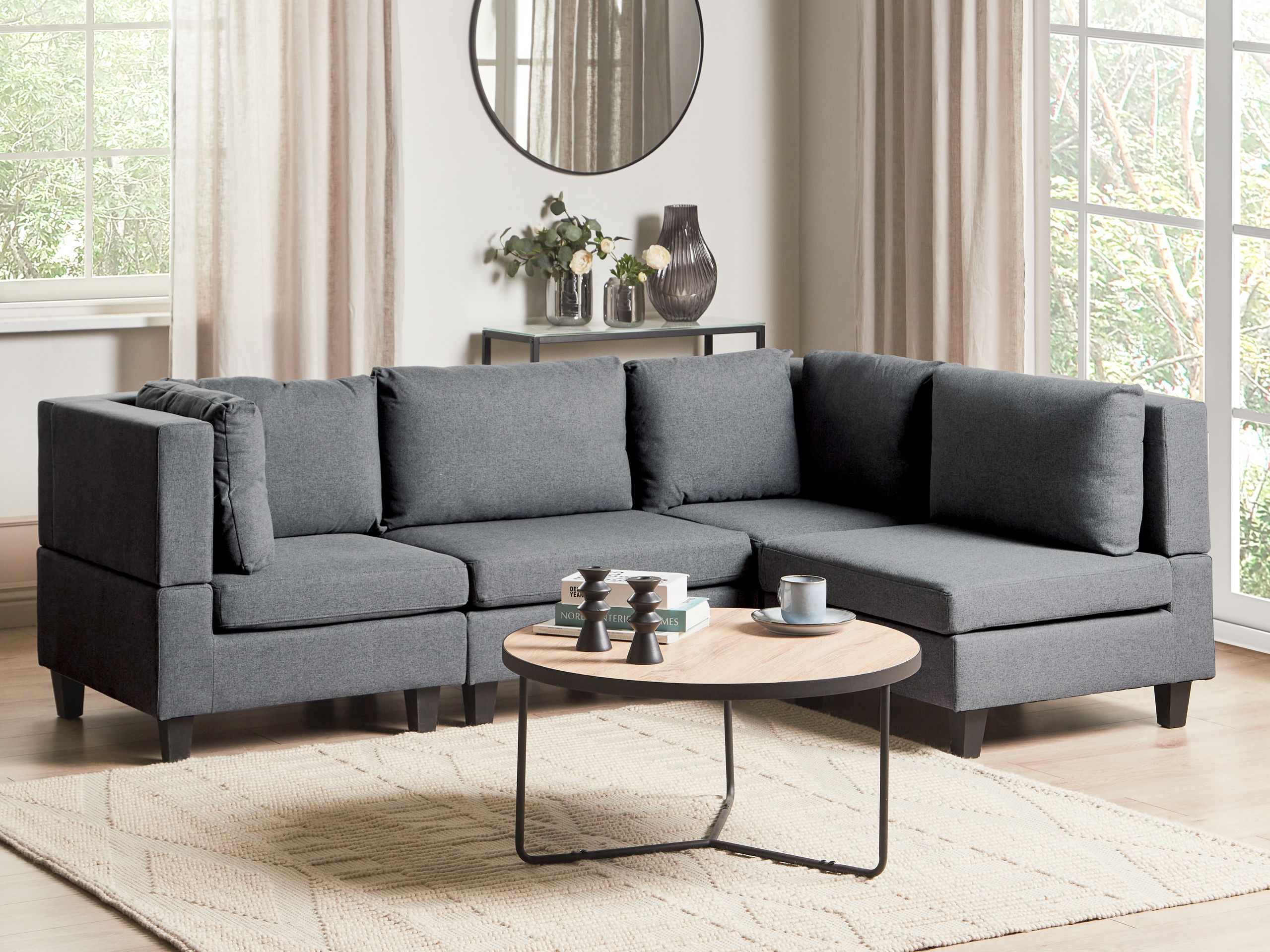 Hjørnesofa modul 4 personers UNSTAD Mørkegrå Venstrevendt