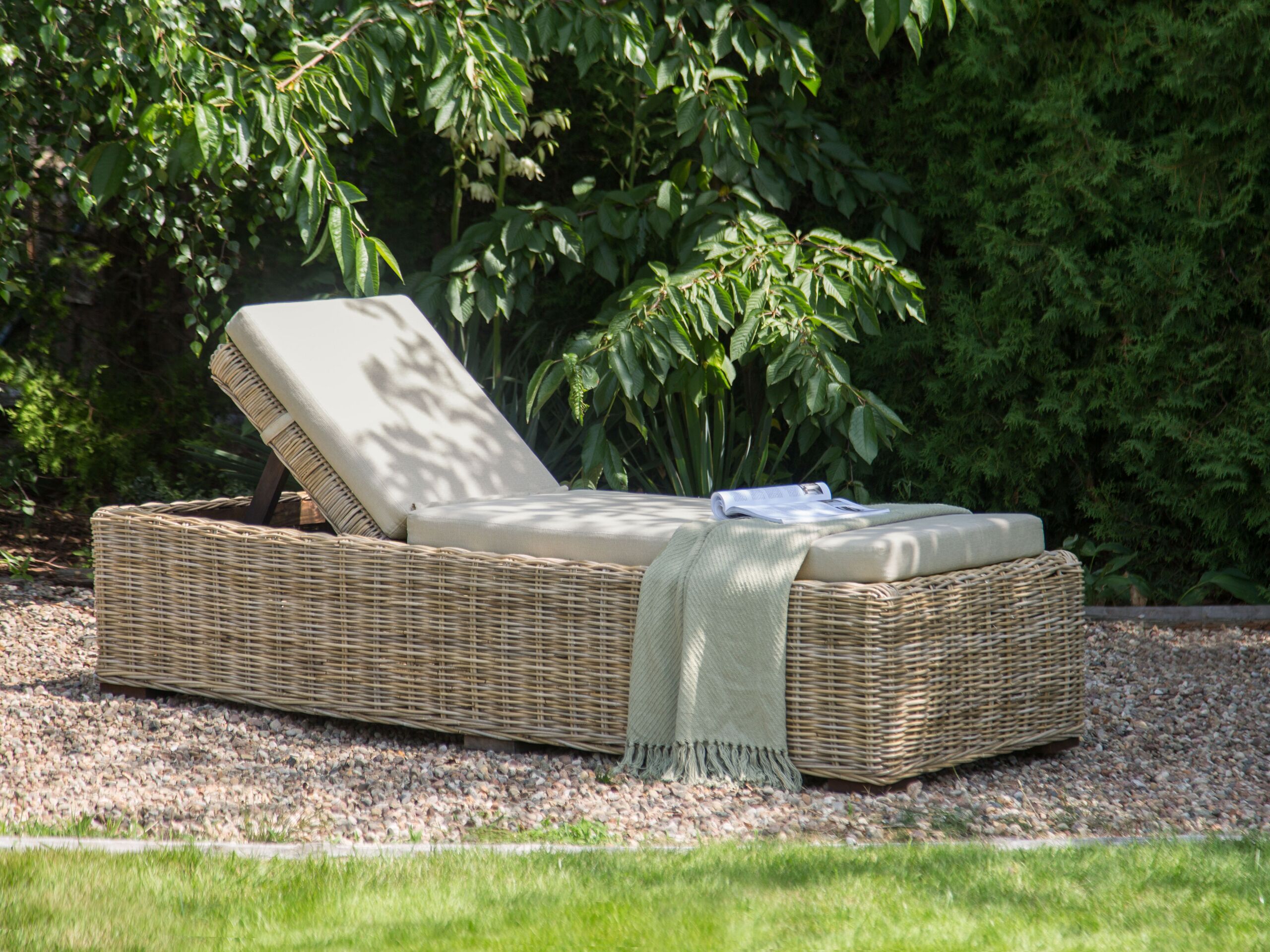 Liggestol med hynde PALESE Rattan Naturlig