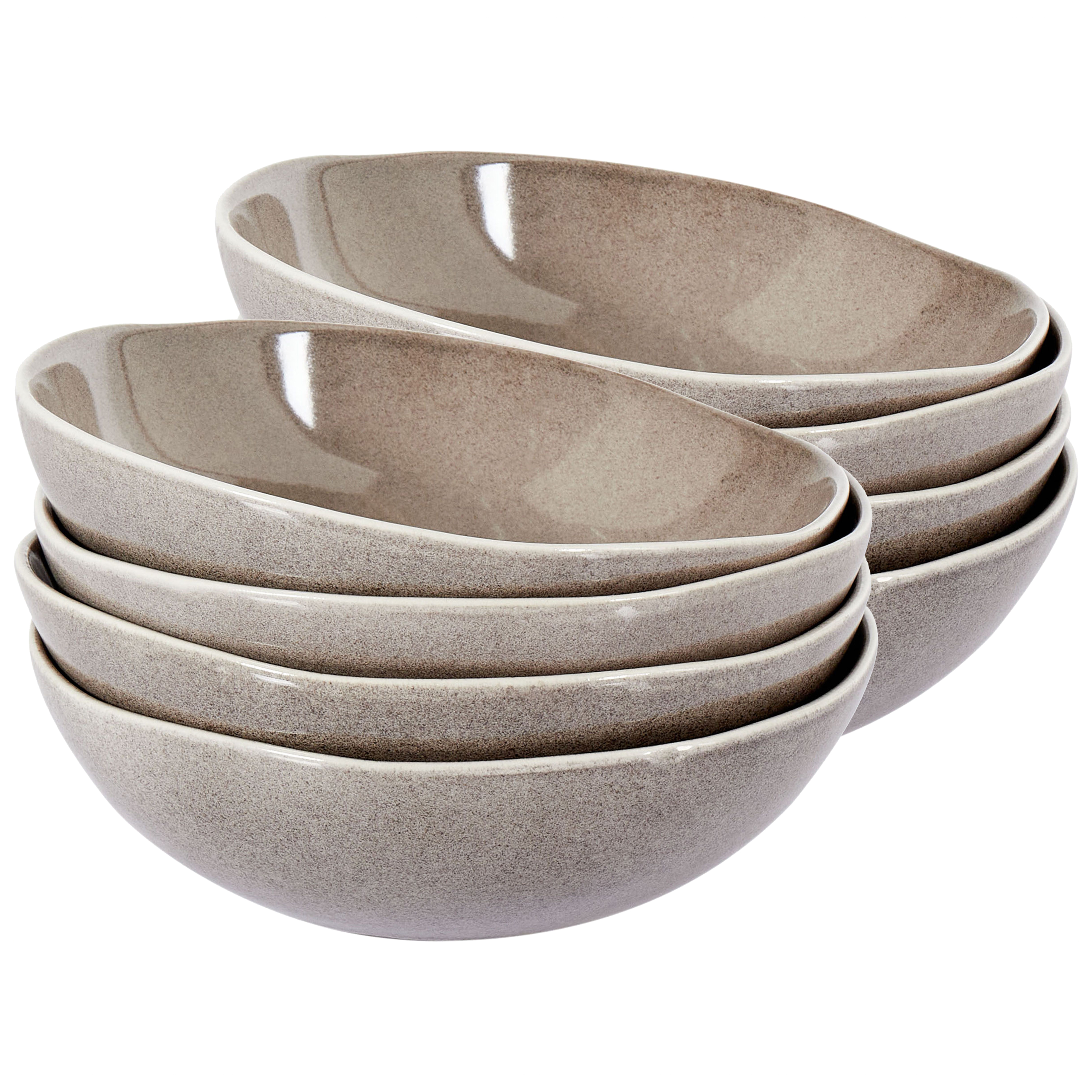8 x dyb tallerken COSTMARY Stentøj Grå 19 cm