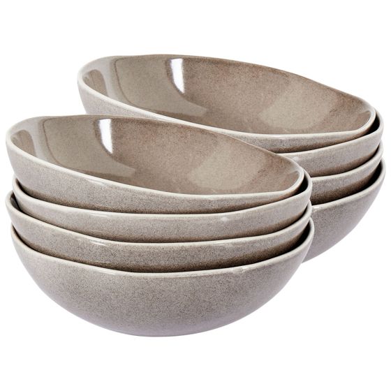 8 x dyb tallerken COSTMARY Stentøj Grå 19 cm