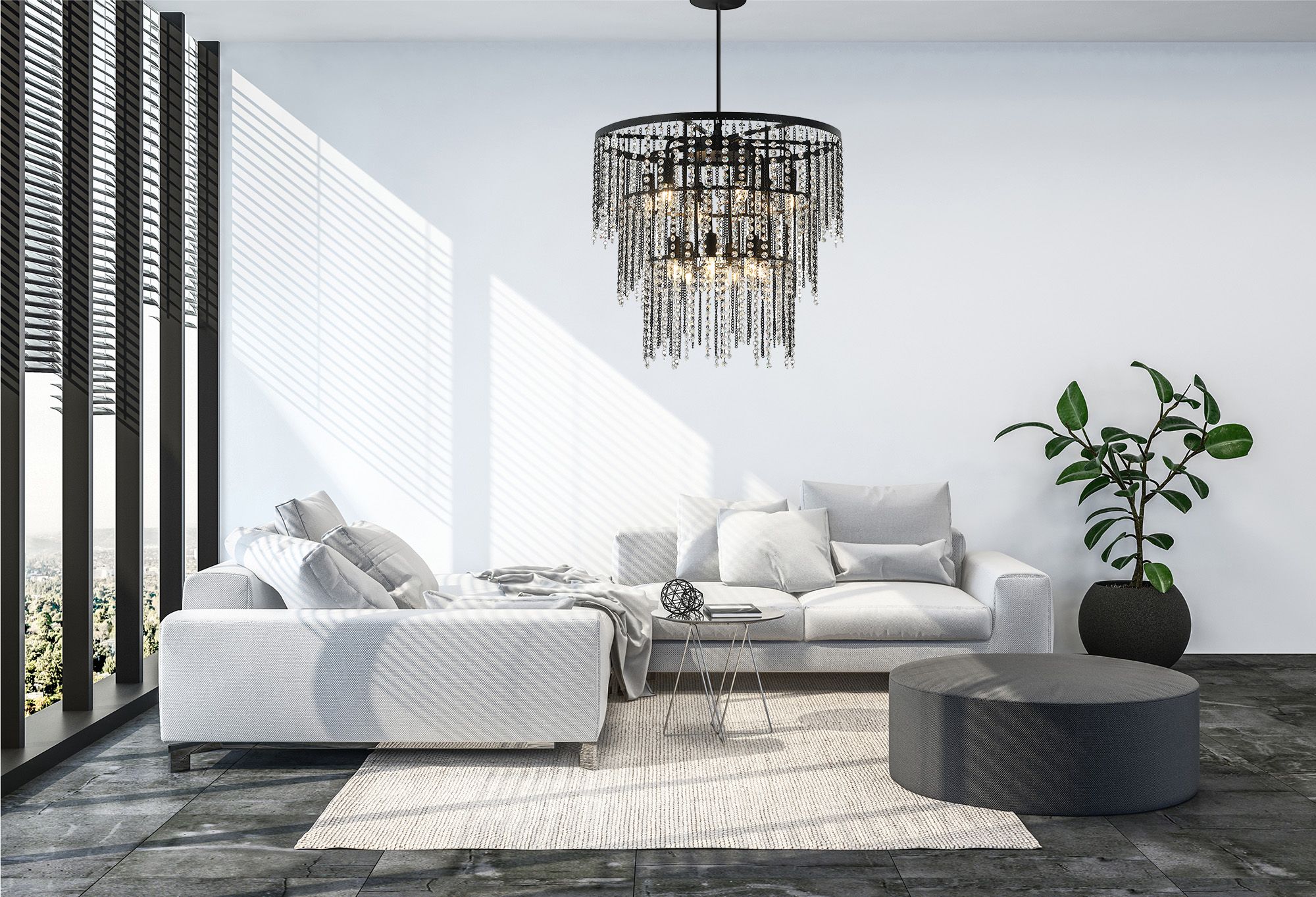 TOOLIGHT hængende loftlampe APP1314-CP Sort 80x80x120cm