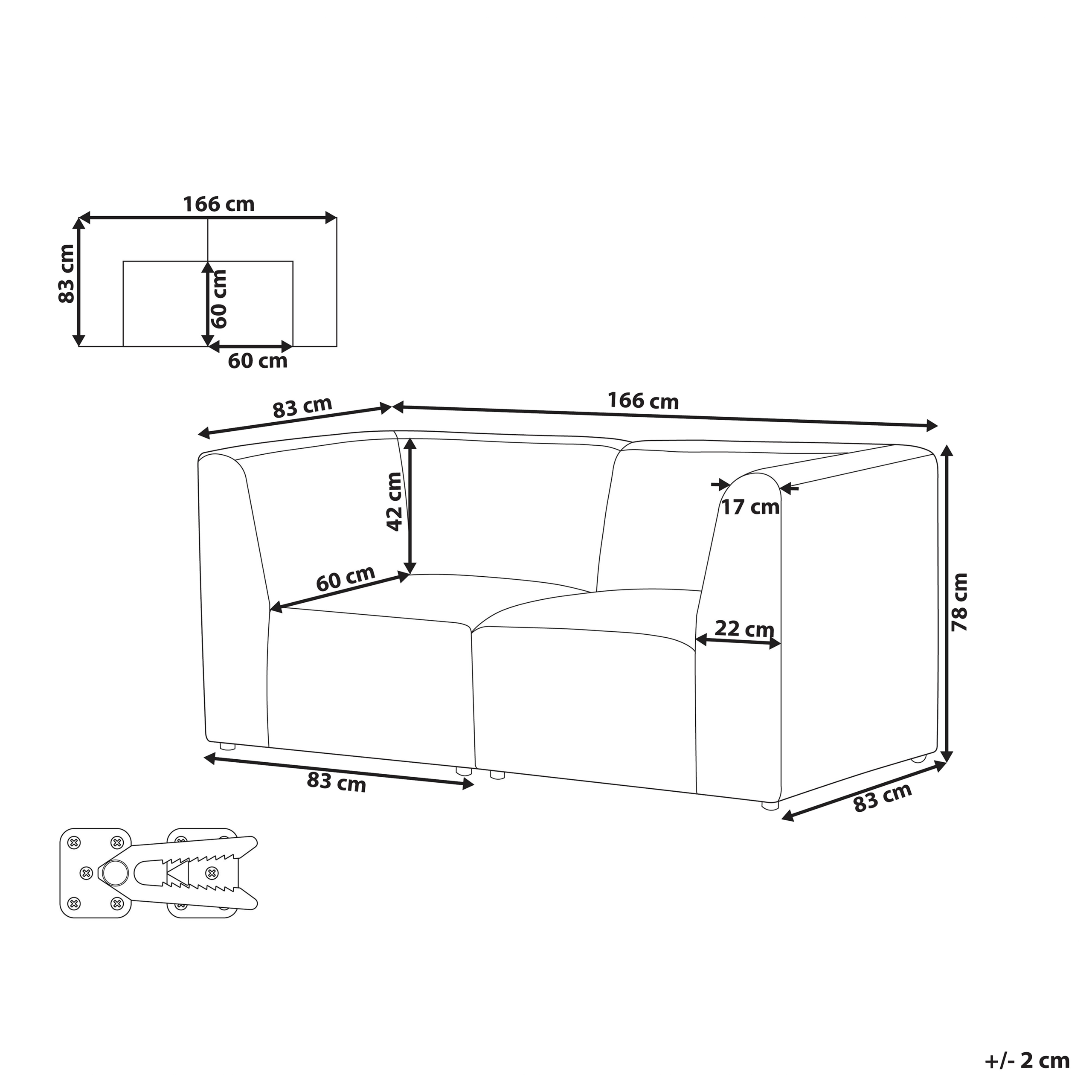 Modulsofa 3 personers LEMVIG Fløjl Mørk beige