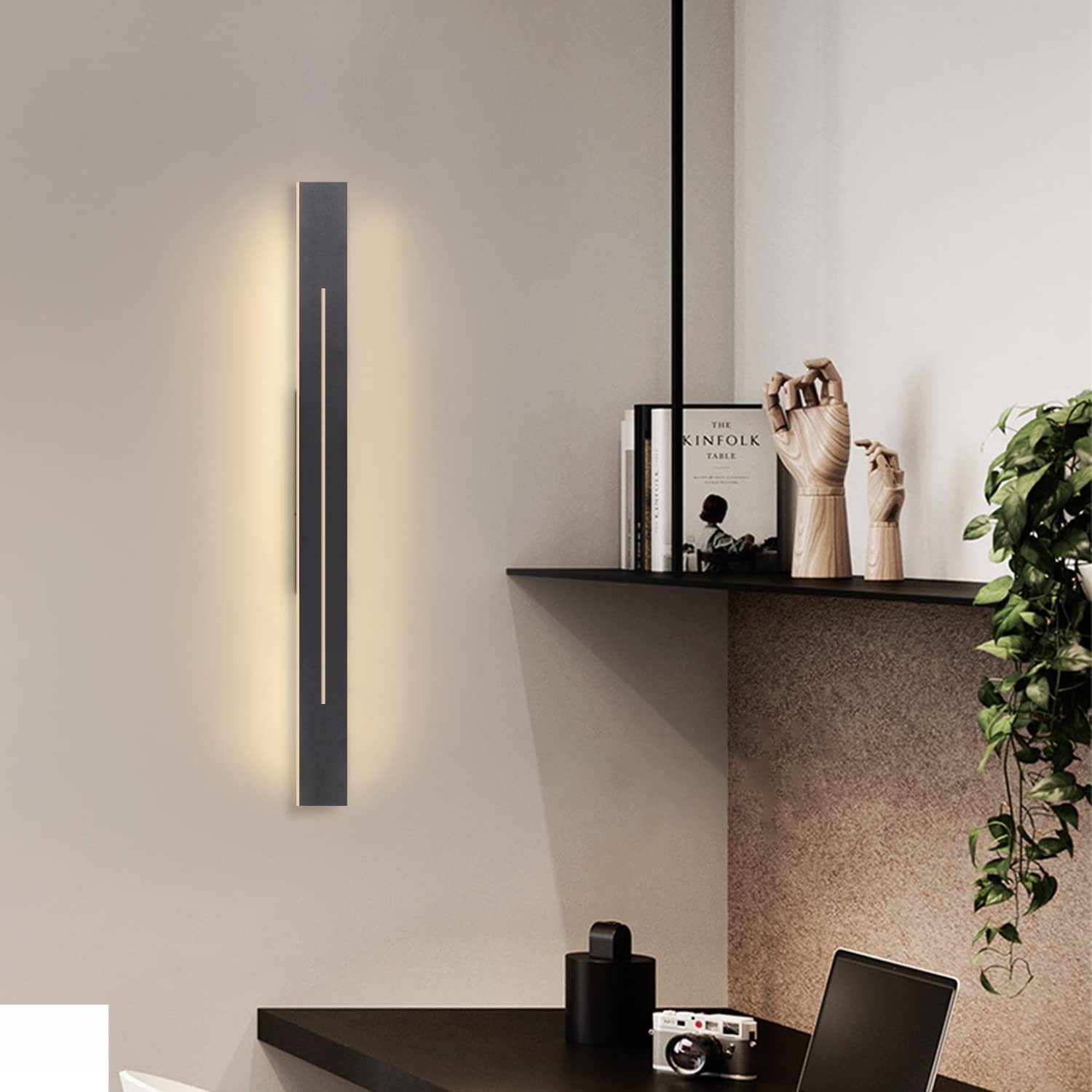NETTLIFE LED - væglampe, til indendørs brug - moderne, entrelampe, 60 cm, stuelampe, 20 W, entrelampe, til soveværelse sort
