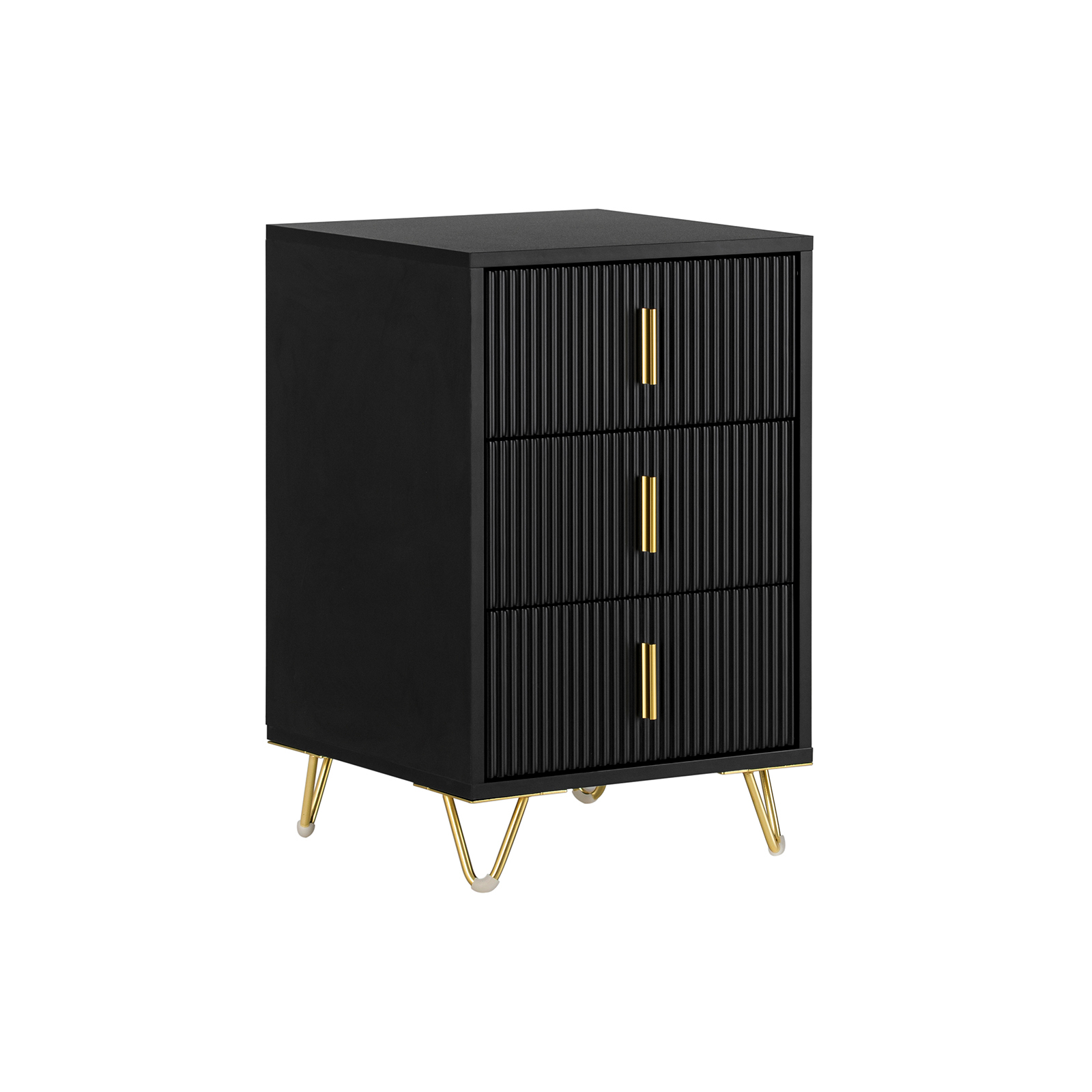 Nattbord med 3 skuffer, sort, 39.9x39.9x63.0 cm, FBT115-L-SCHx2