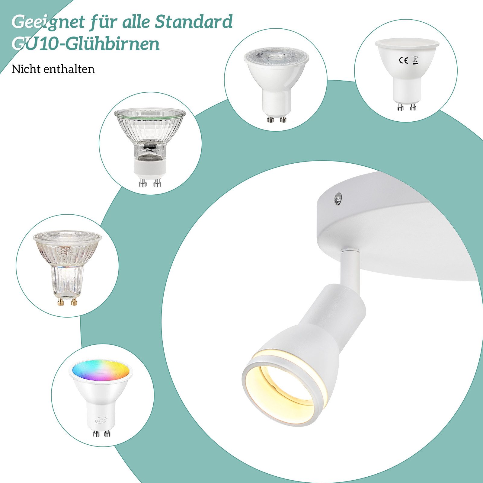 NETTLIFE LED loftspotlight 2 lamper hvid stue loftslampe justerbar spotlight GU10 spotlight moderne lampe