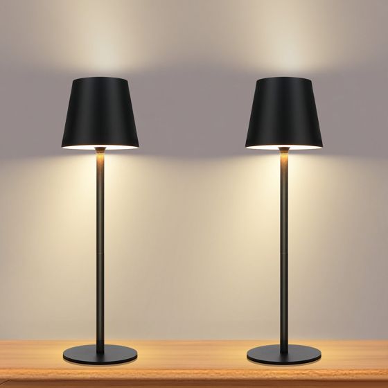 NETTLIFE Batteridrevet bordlampe, trådløs natlampe - 2600mha LED-bordlampe, 2 genopladelige berøringsdæmpbare USB-porte