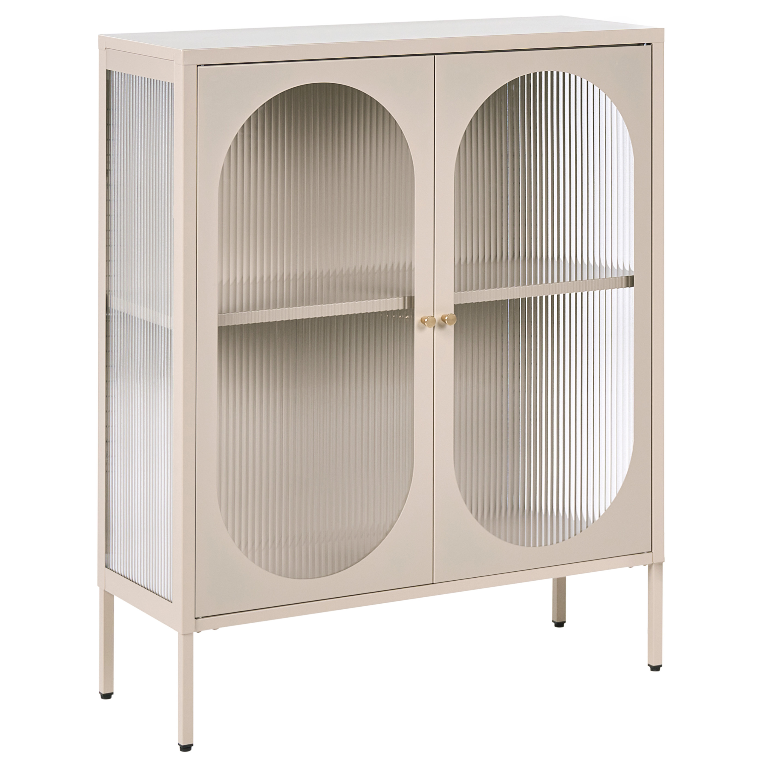 Glas vitrine skænk SARRE 90 cm Metal Beige