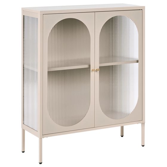 Glas vitrine skænk SARRE 90 cm Metal Beige