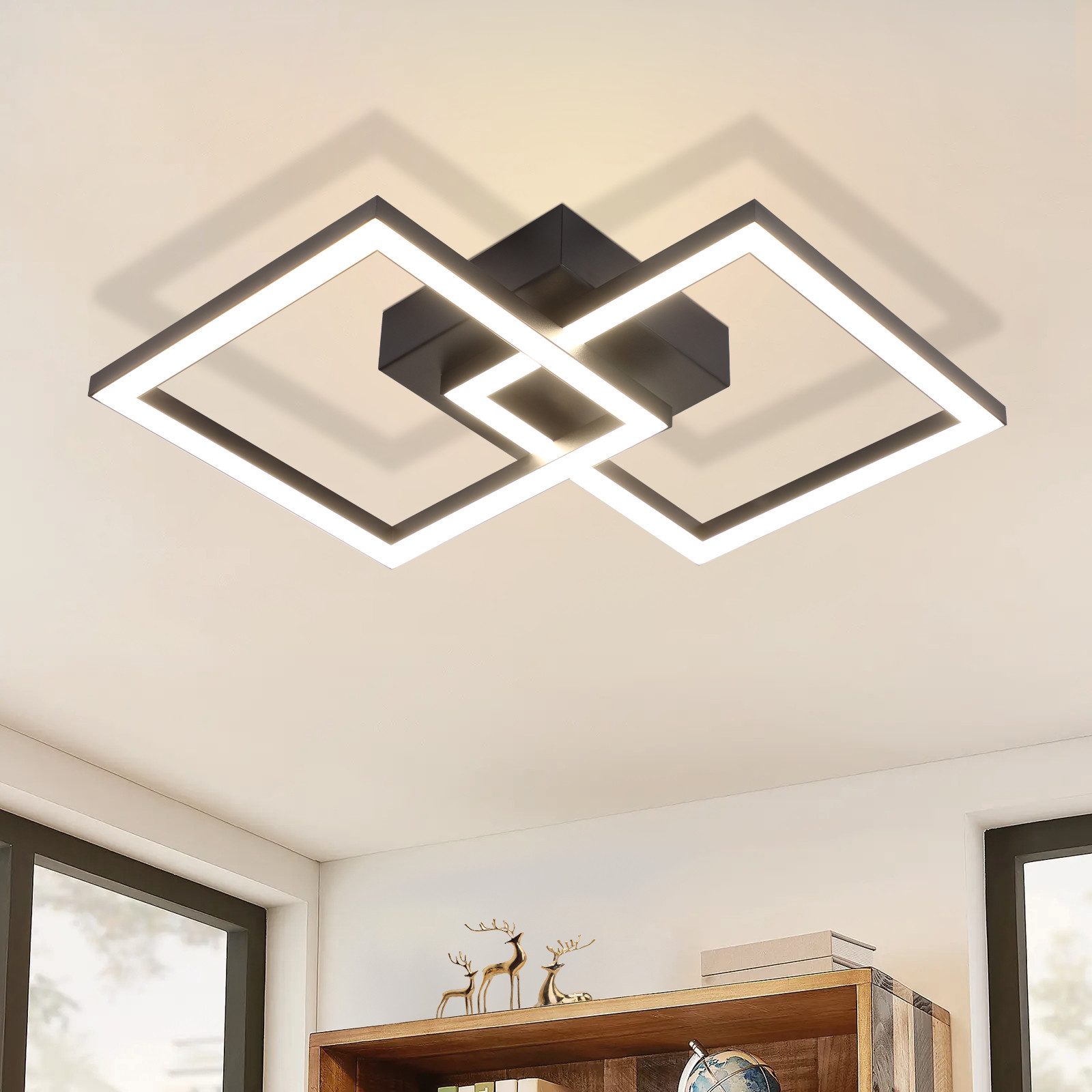 NETTLIFE Square, LED loftlampe, sort, 24W, 4000K, neutral hvid, moderne køkkenlampe