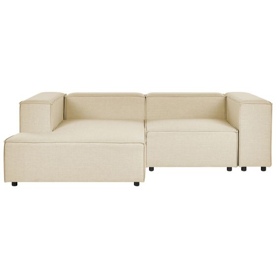 Hjørnesofa modul 2 personers APRICA Kunstlinned Beige Højrevendt