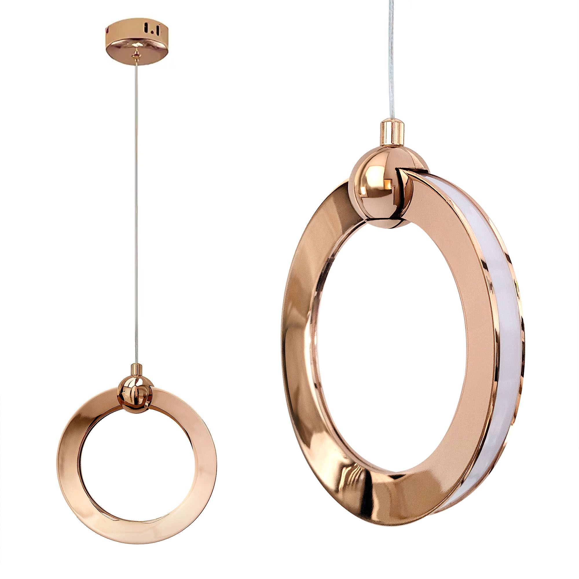 TOOLIGHT hængende loftlampe LHJ101-1CP LED Guld/Rosaguld 17x4x19cm