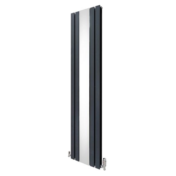 Flad spejlradiator med ventiler - 1800 mm x 425 mm - antracitgrå