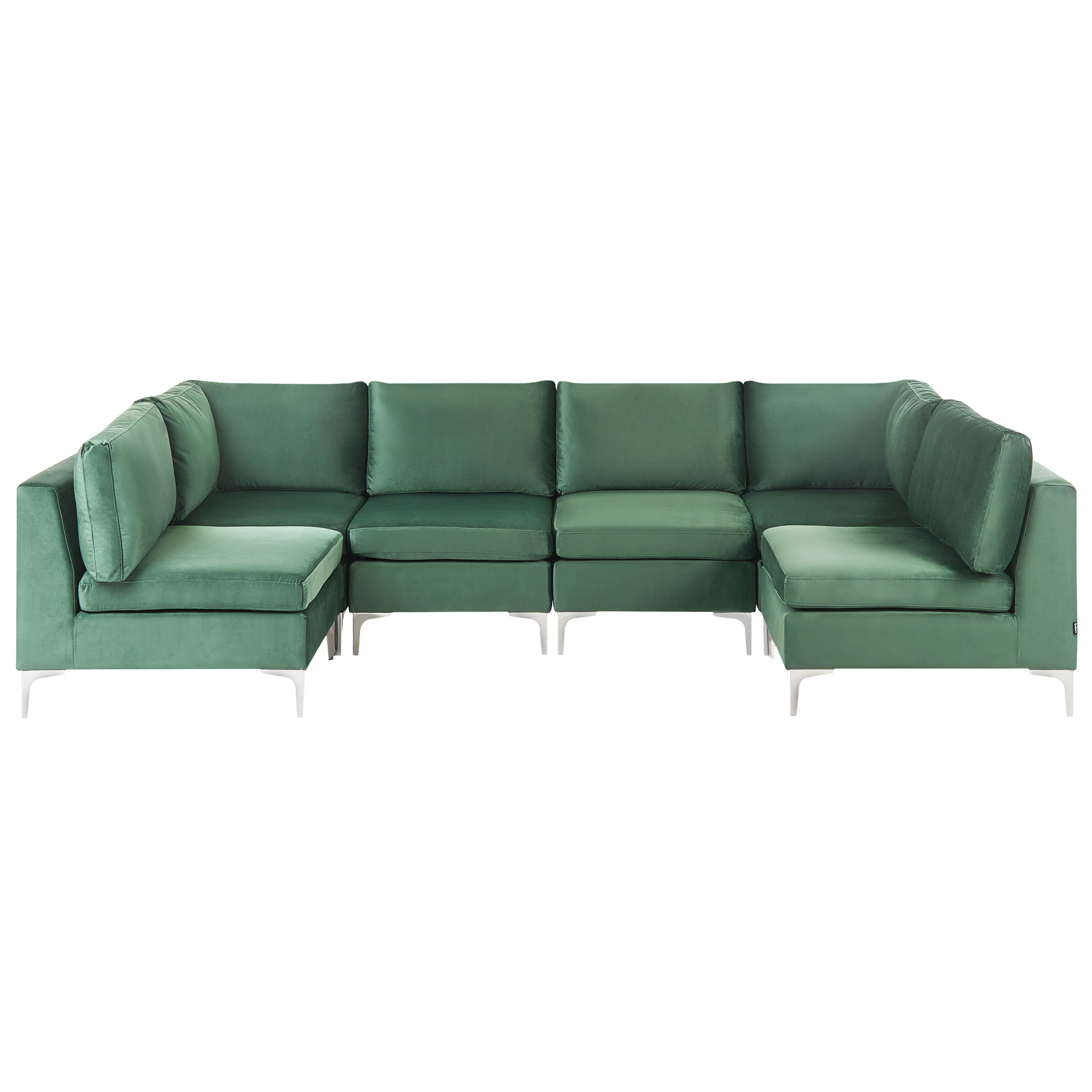 U-formet modulsofa 6 personers EVJA Velour Grøn