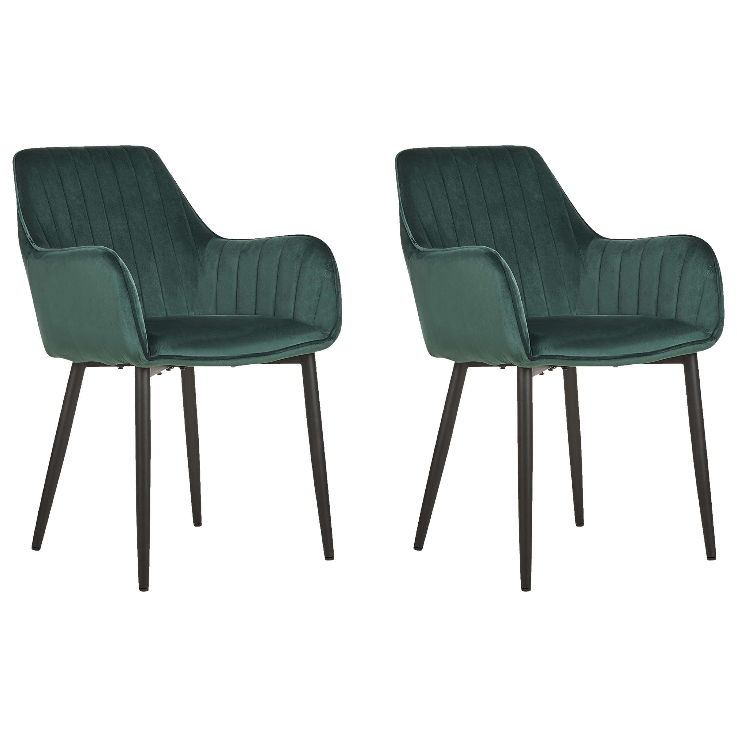Sæt med 2 spisebordsstole WELLSTON Velour Mørkegrøn
