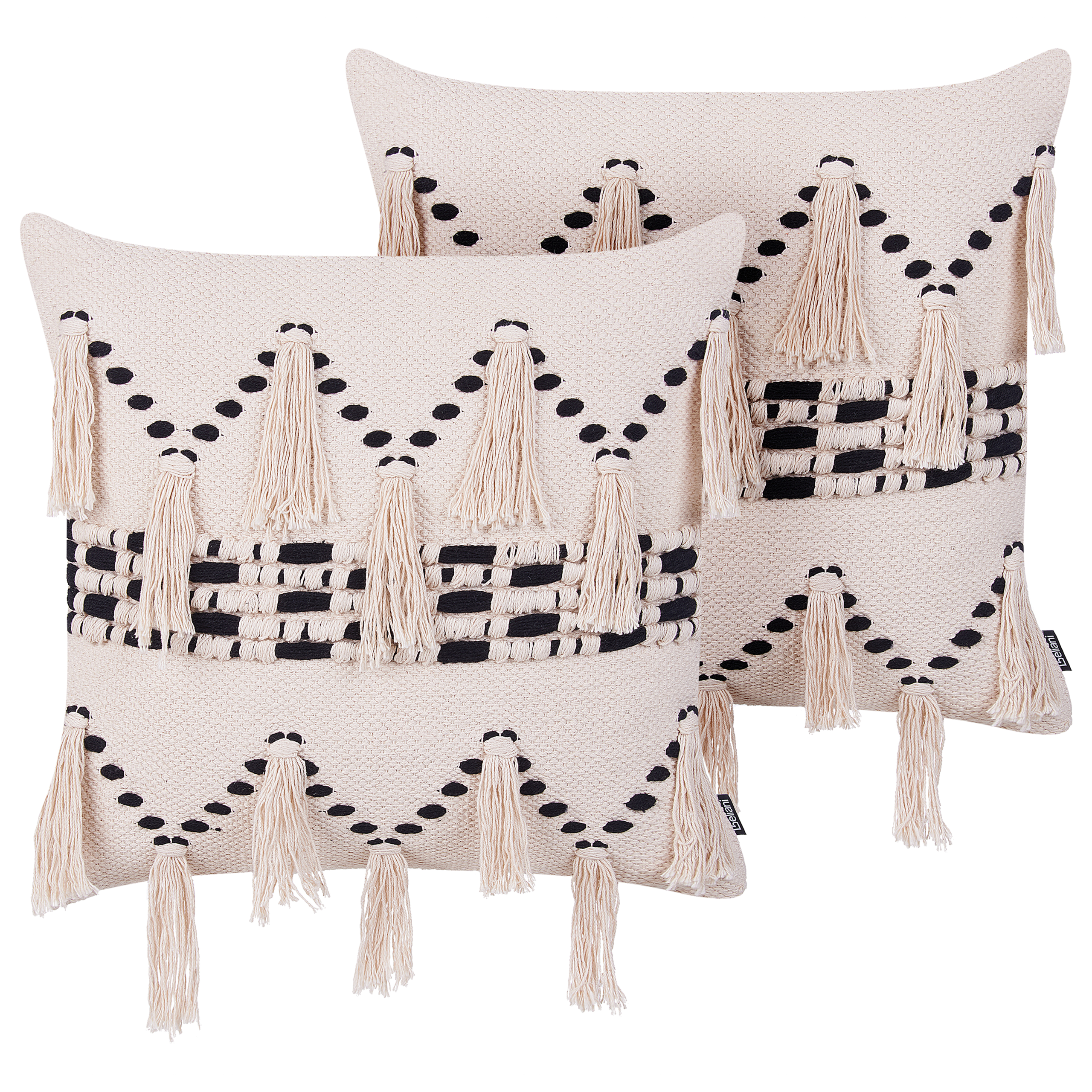 Sæt af 2 pyntepuder THONDI 45 x 45 cm Bomuld Beige Stribet mønster