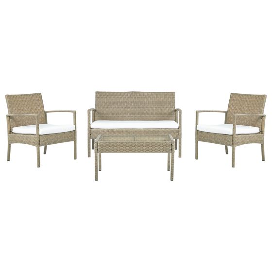Sofasæt med bord MARSALA PE-rattan Lysebrun