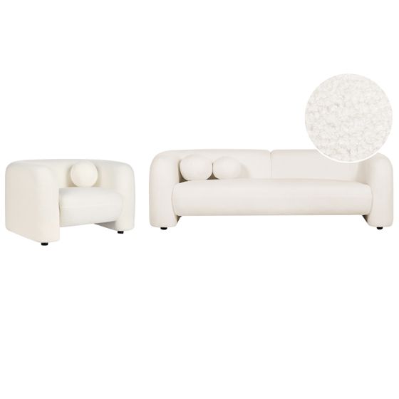Sofasæt 4 personers LEIREN Boucle Hvid