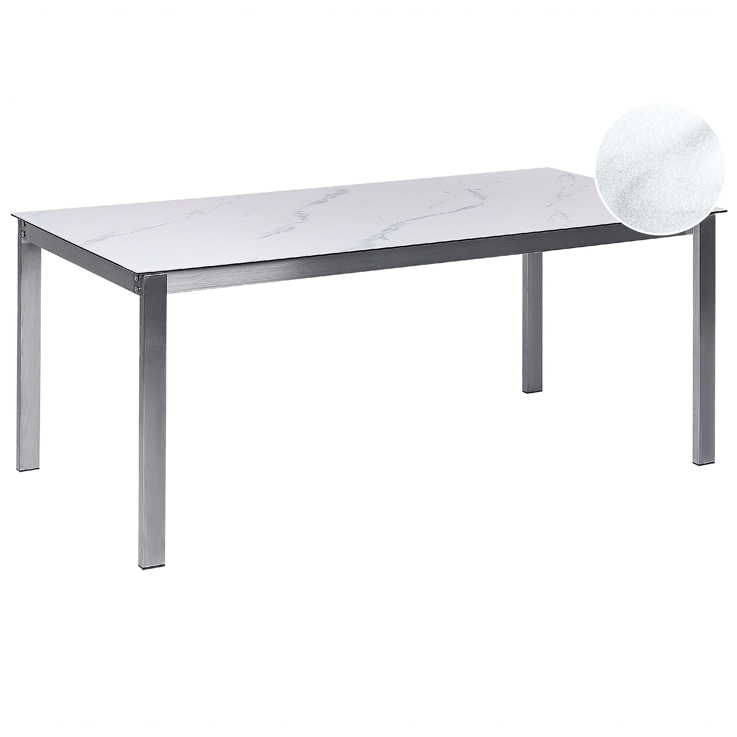 Havebord COSOLETO 180 cm 90 cm Glas Marmor effekt Hvid