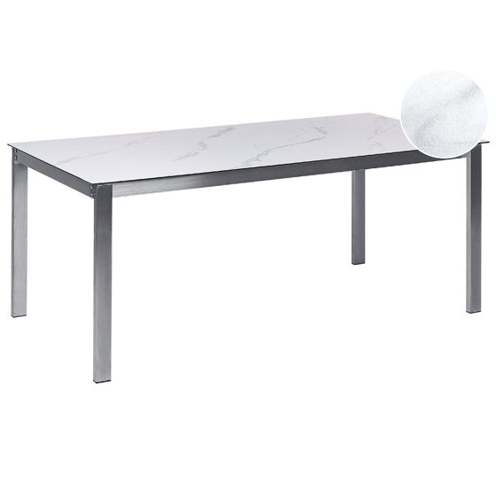 Havebord COSOLETO 180 cm 90 cm Glas Marmor effekt Hvid
