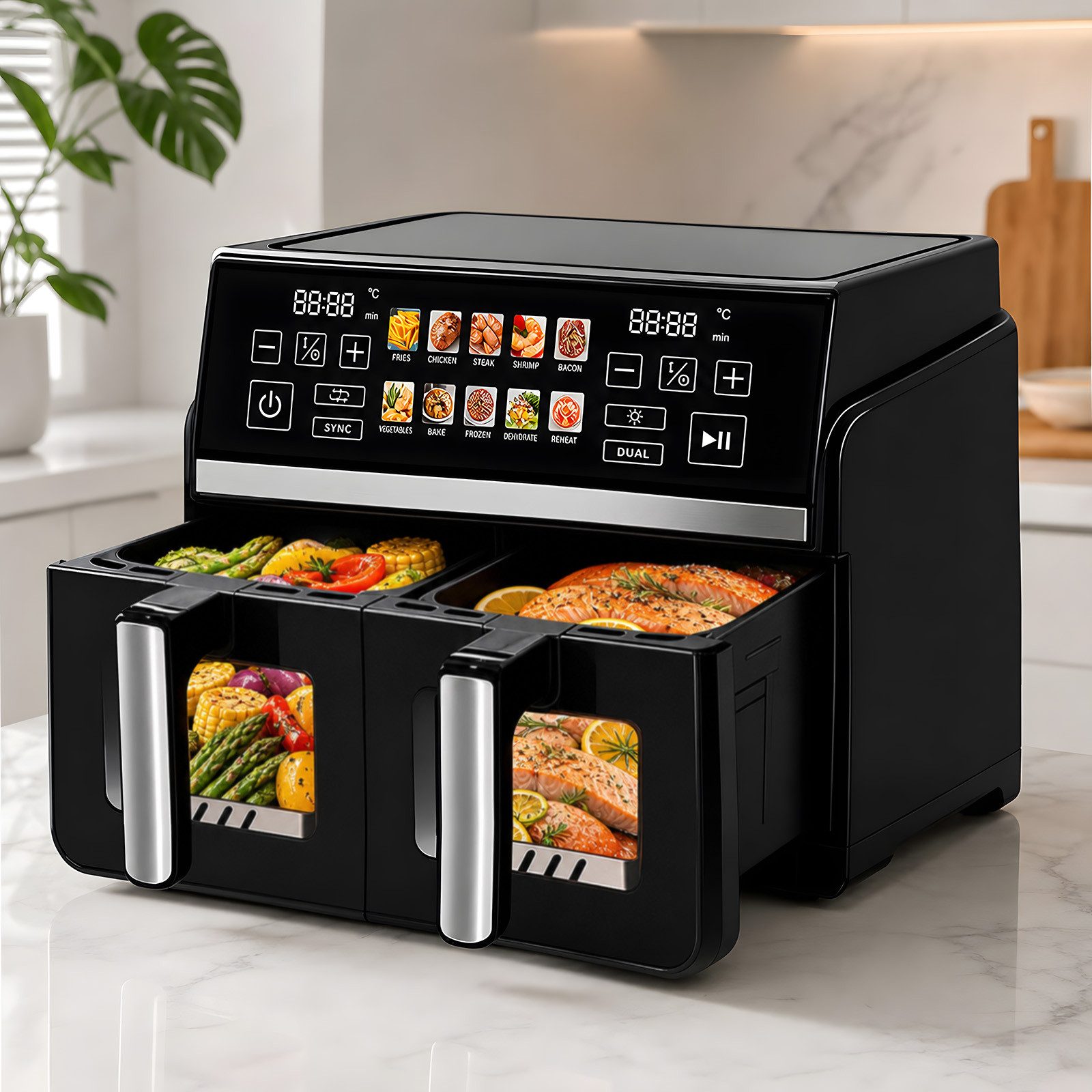 ZMH dobbelt kammer luft frituregryde - 10 l, 13 funktioner, touch screen - køkken