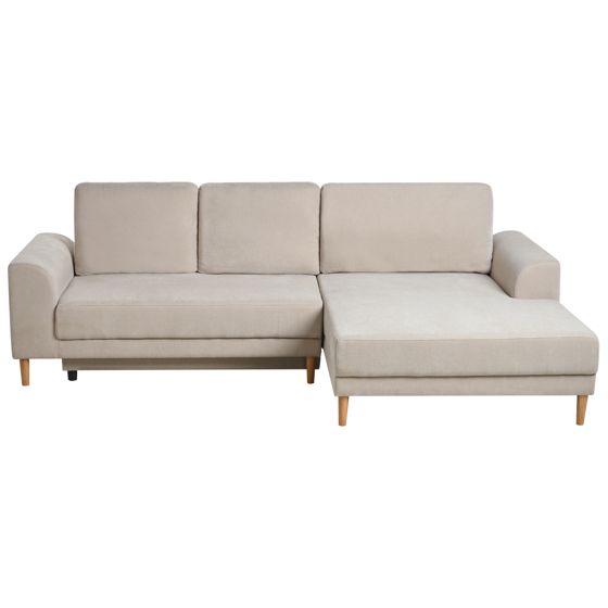 Hjørnesovesofa 3 personers NUBORG Chenille Lys Beige Venstrevendt